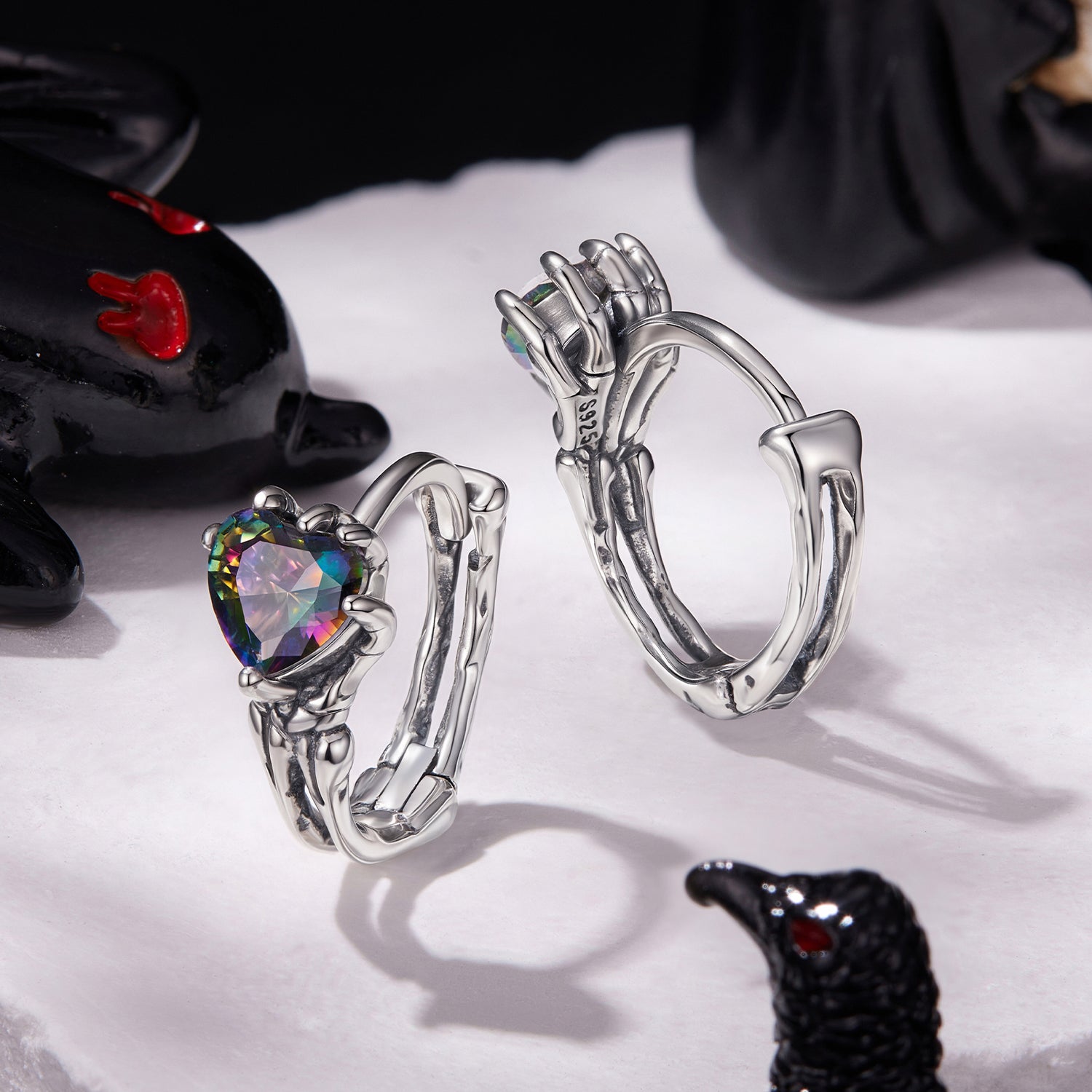 925 Sterling Silver Earrings with Transparent Glass for Women