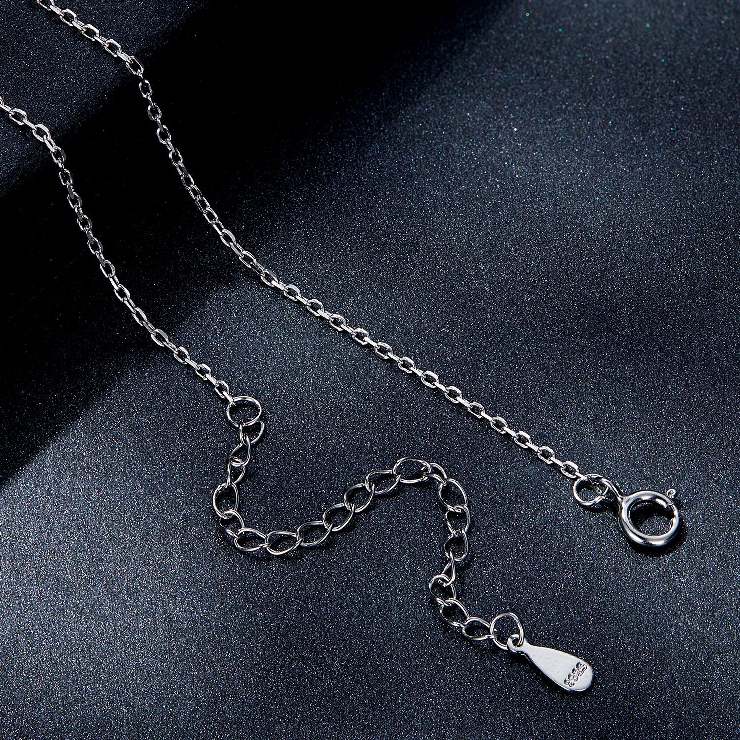 925 Sterling Silver Moissanite Pendant Necklace for Women, 39+5cm, Platinum Plated
