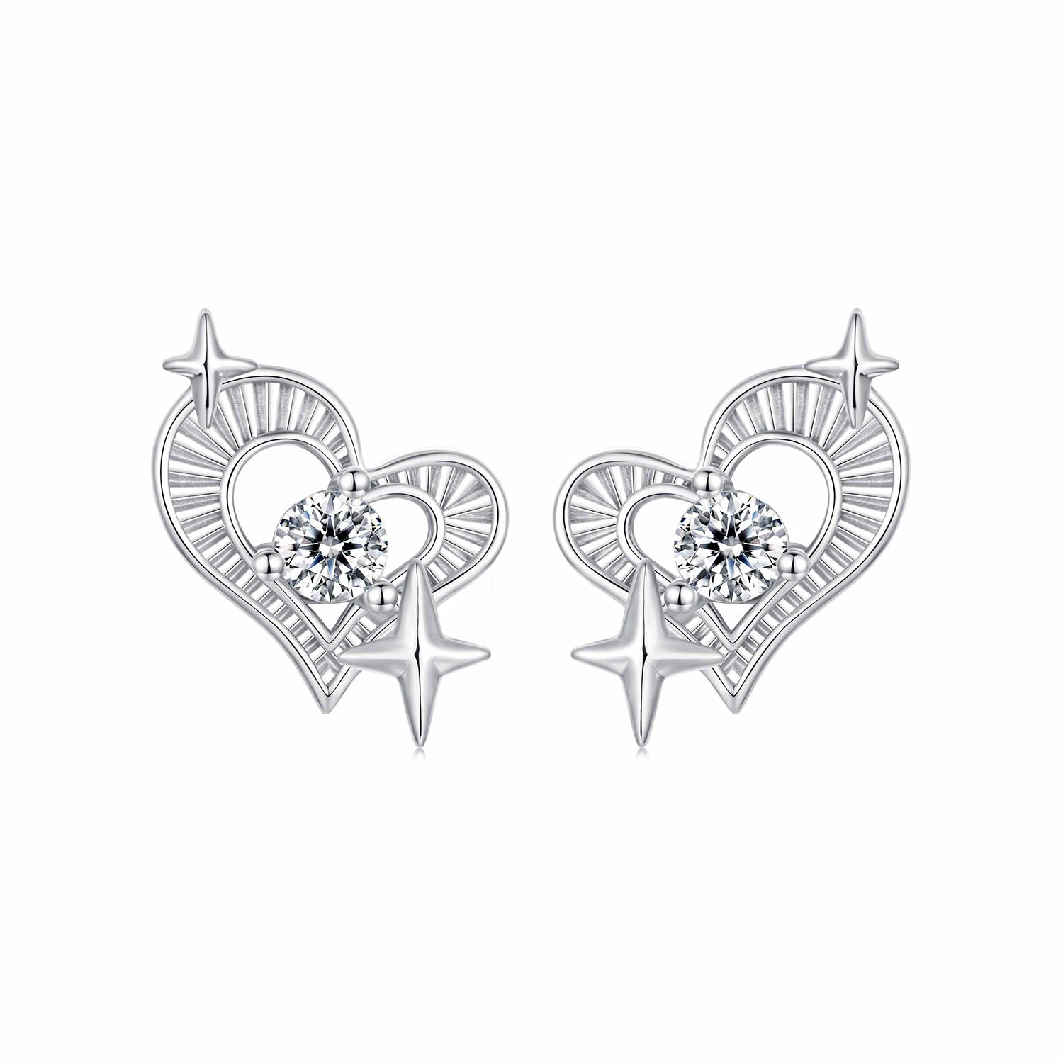 925 Sterling Silver Earrings with Pavé Setting CZ in White Gold