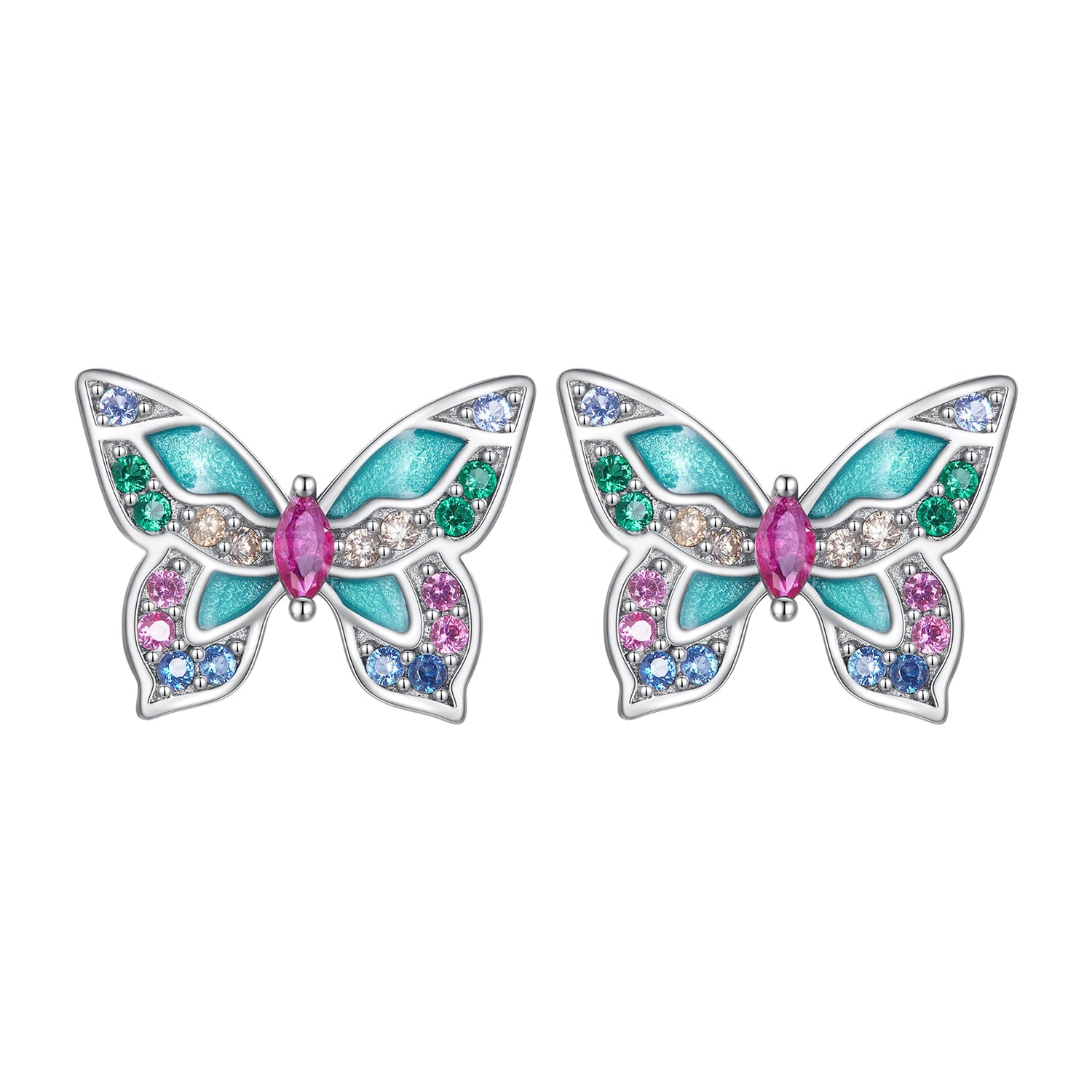 925 Sterling Silver Earrings with Enamel and CZ for Women