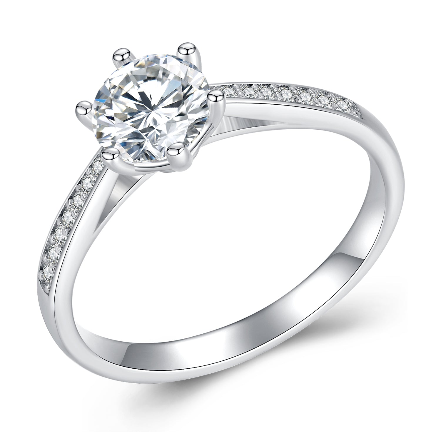 925 Sterling Silver Moissanite & CZ Ring Size 6 for Women