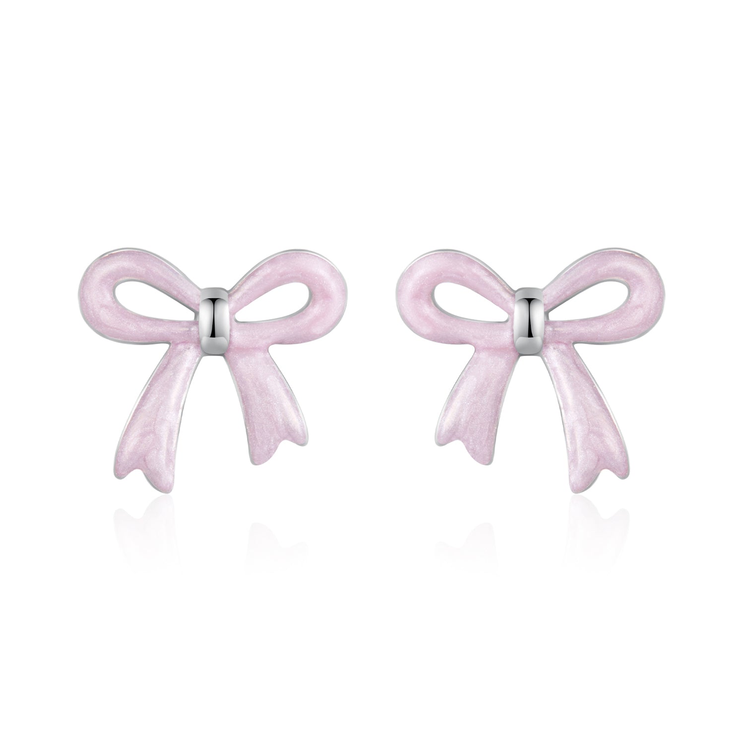 925 Sterling Silver Earrings with Enamel Process and White Gold Plating