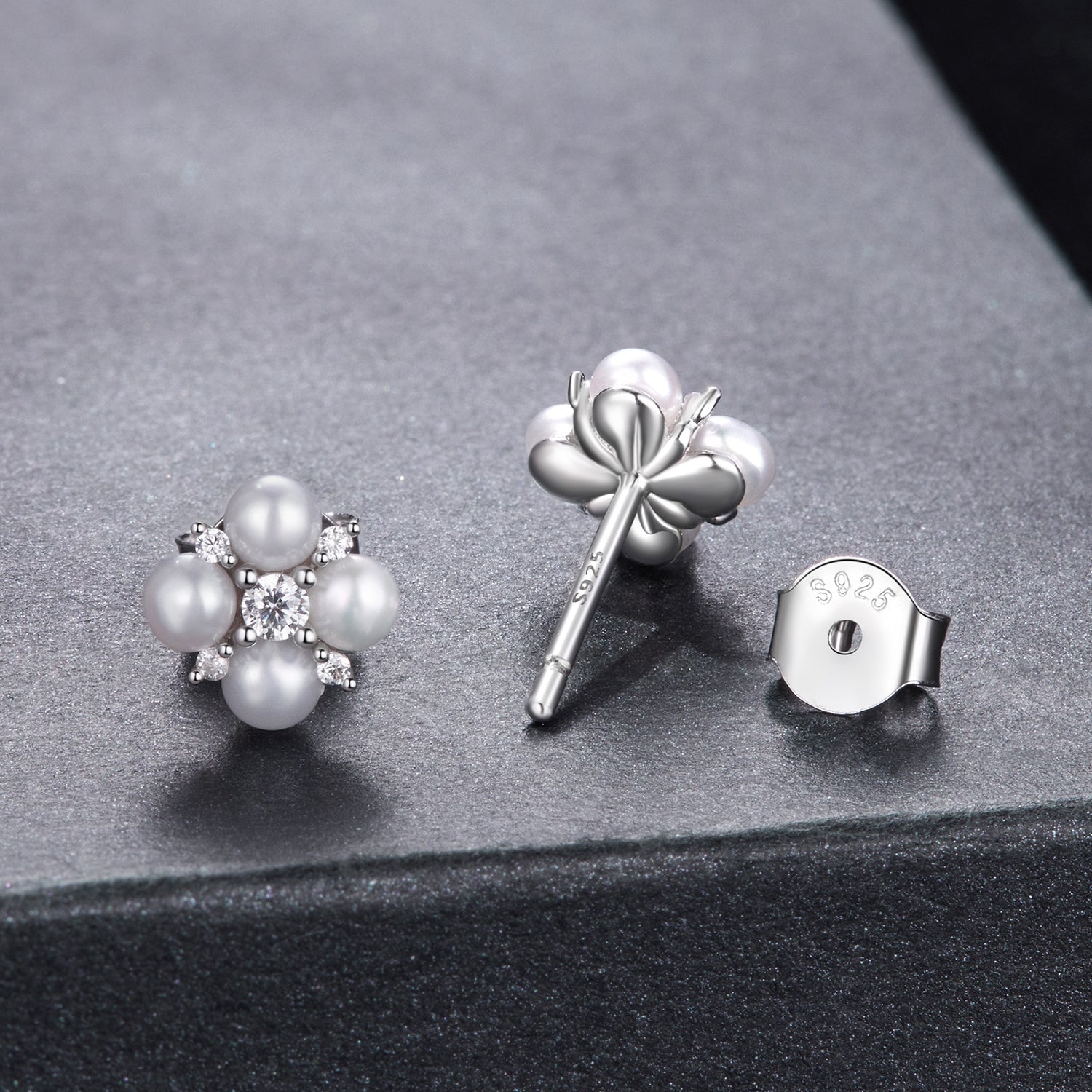 925 Sterling Silver 0.05ct Moissanite & Freshwater Pearl Earrings for Women