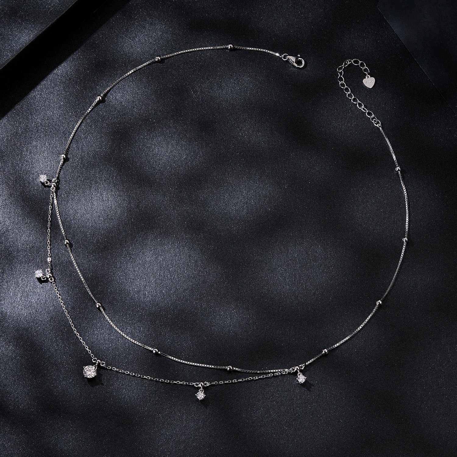 925 Sterling Silver Plated White Gold Moissanite Necklace 400+50mm for Women