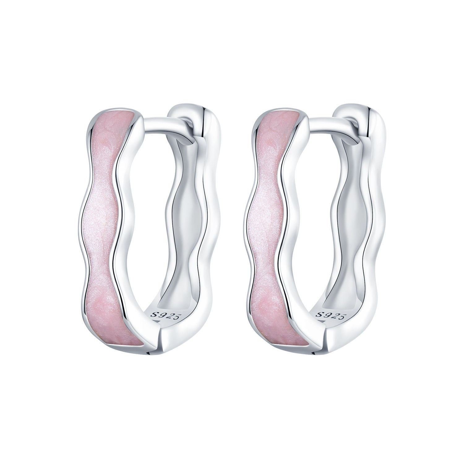 925 Sterling Silver Earrings with Enamel in White Gold Finish - 13*3mm for Women