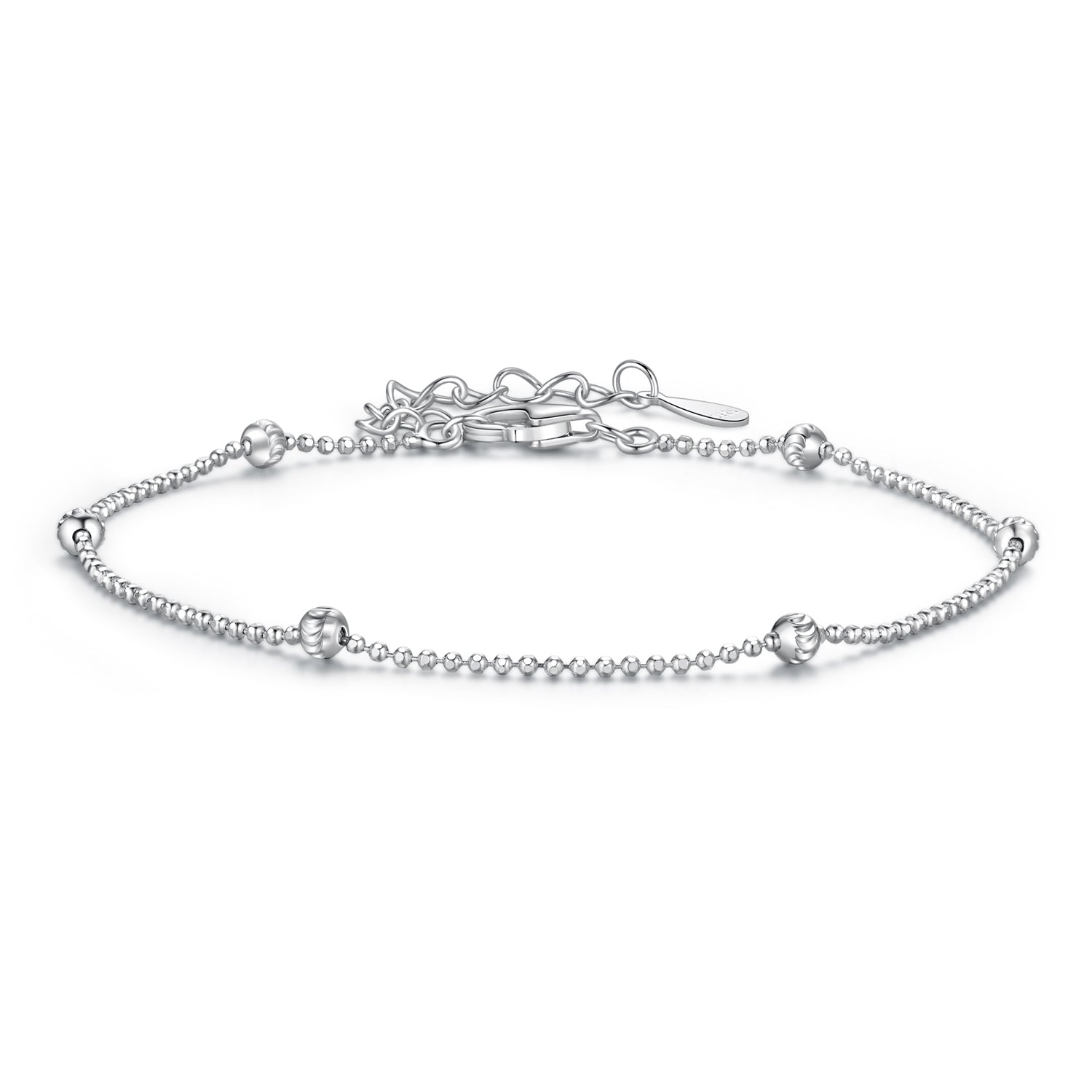925 Sterling Silver & Plated White Gold Bracelet with Adjustable Length