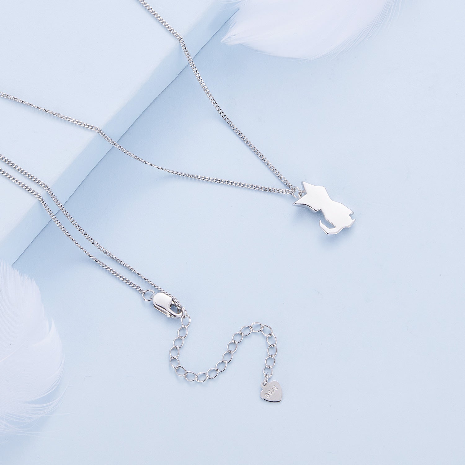 925 Sterling Silver 16mm x 10mm Platinum Plated Necklace for Unisex