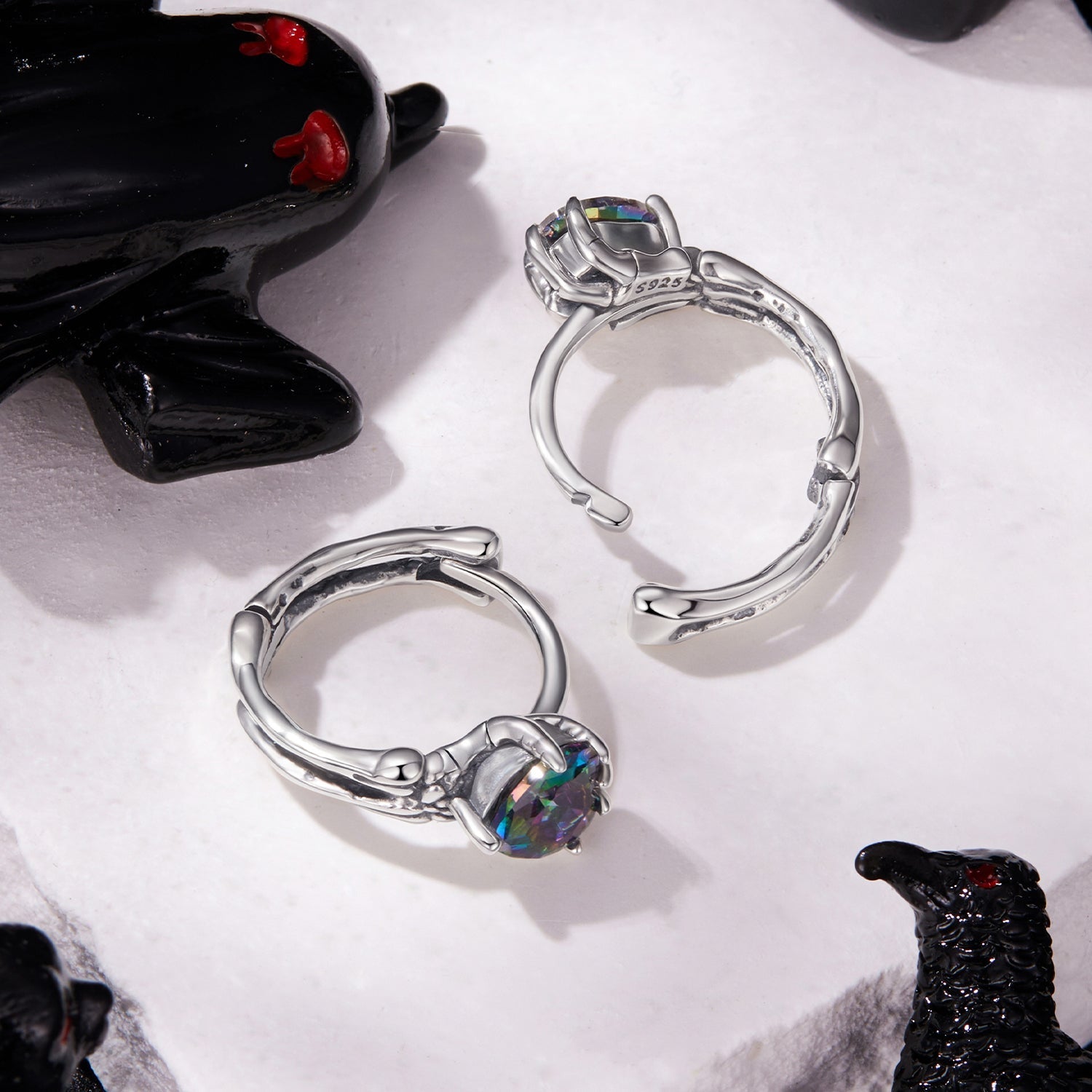 925 Sterling Silver Earrings with Transparent Glass for Women
