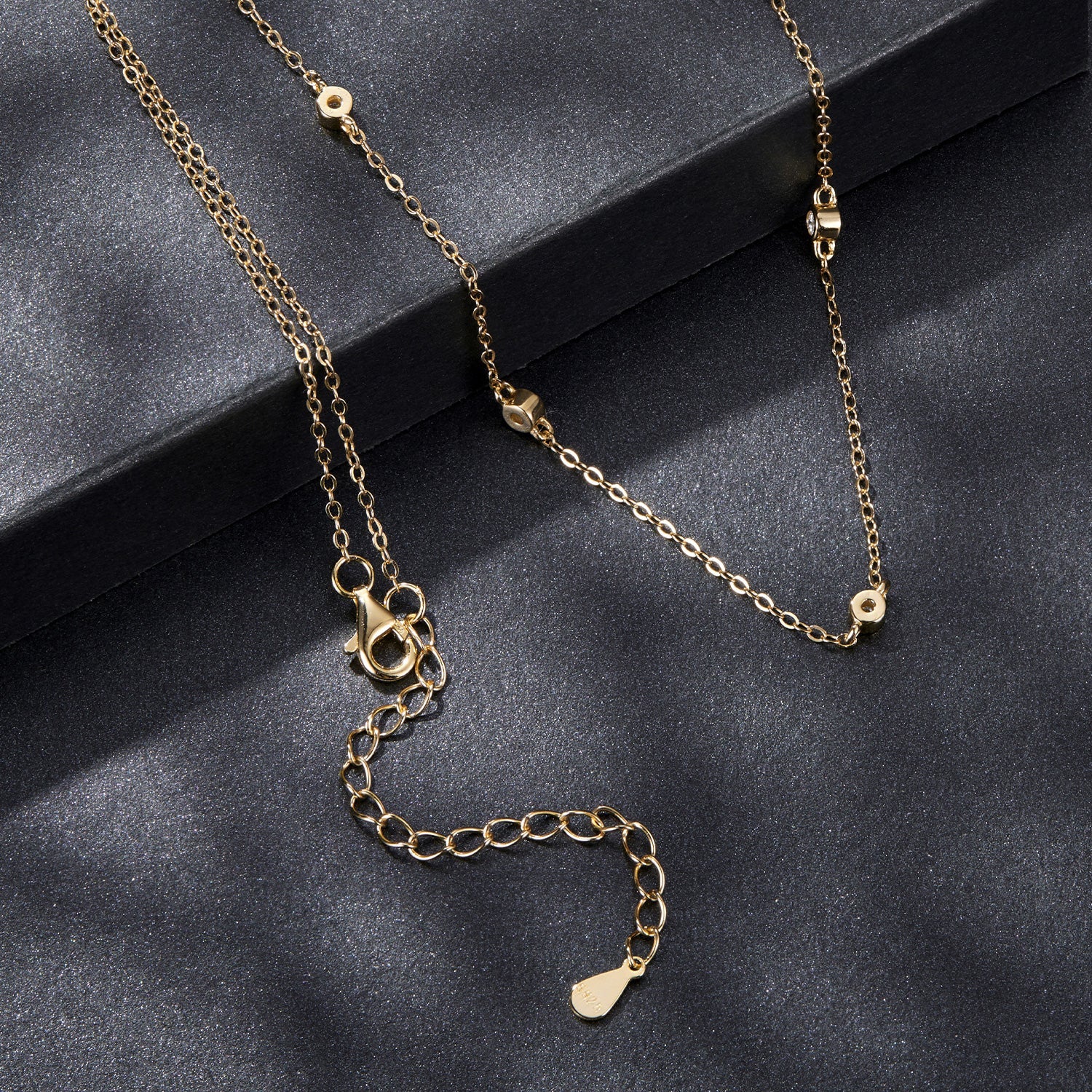 925 Sterling Silver White Gold Plated Adjustable Moissanite Necklace for Women