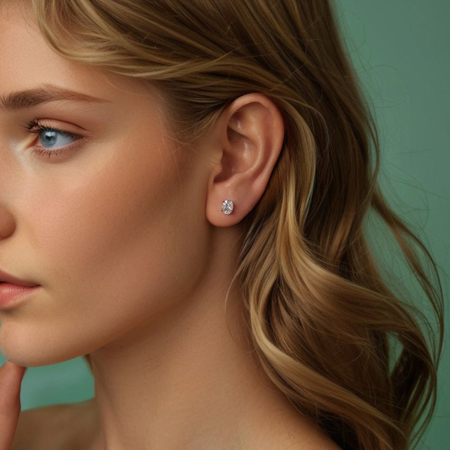 925 Sterling Silver Earrings with Pavé Setting CZ, 0.7*0.5cm, for Women