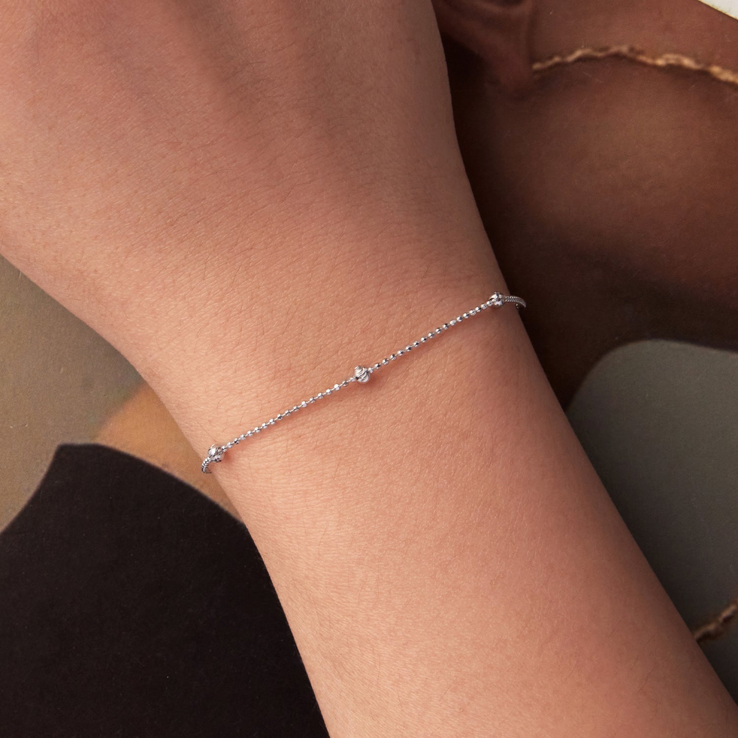 925 Sterling Silver & Plated White Gold Bracelet with Adjustable Length