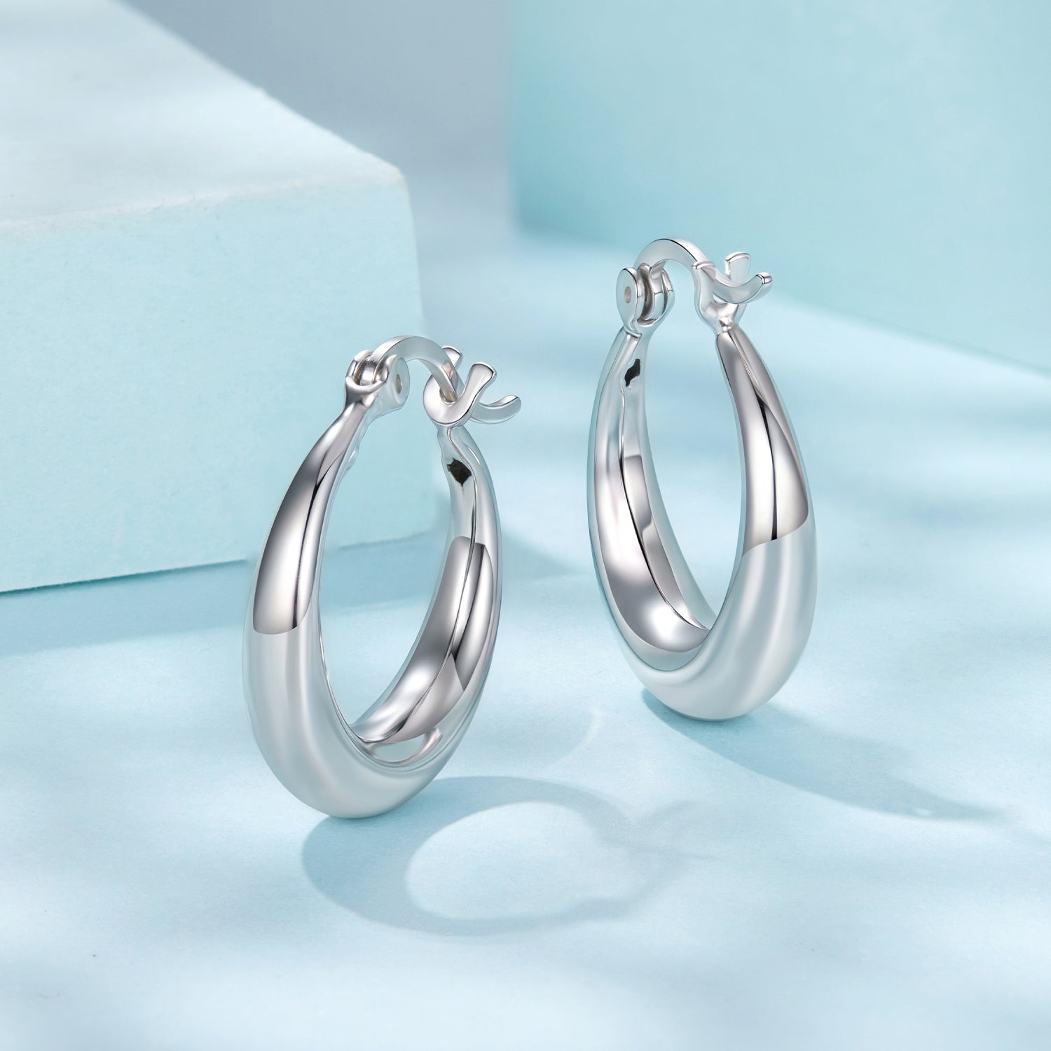 925 Sterling Silver White Gold Plated Earrings 3.0*0.7cm for Women