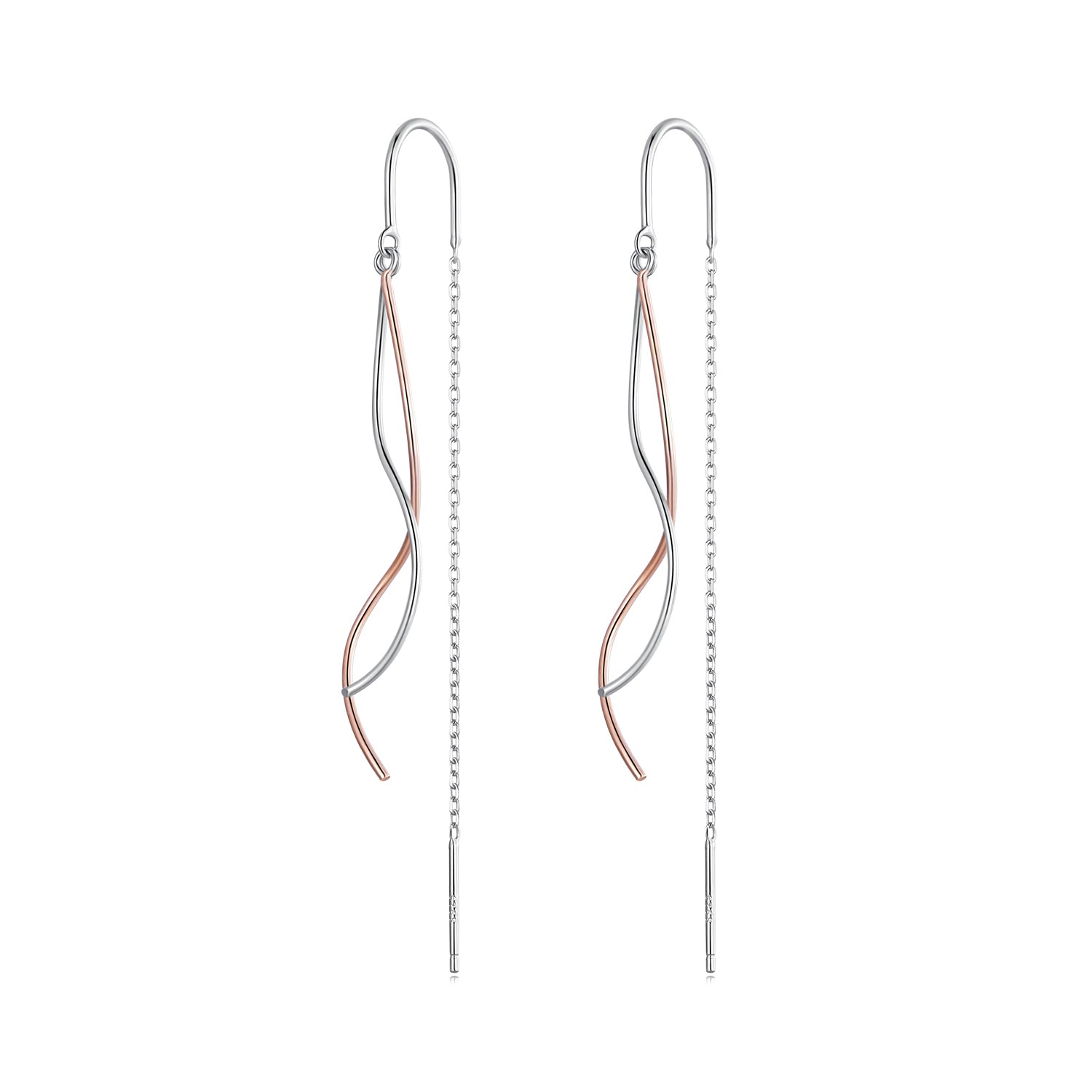 925 Sterling Silver Earrings 56*10mm Plated Platinum Rose Gold for Women