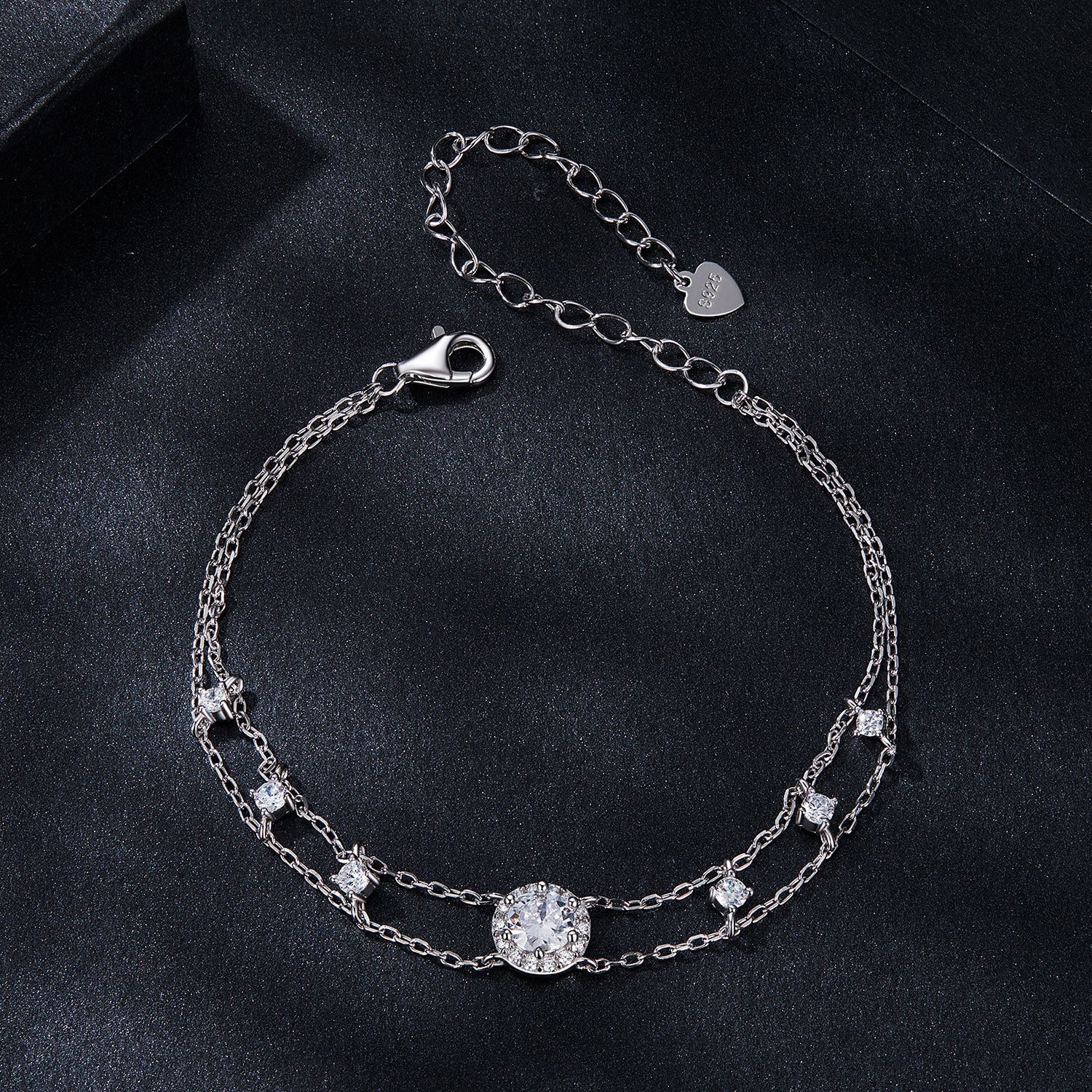 925 Sterling Silver 5.0mm Moissanite Bracelet with CZ and White Gold Plating for Women