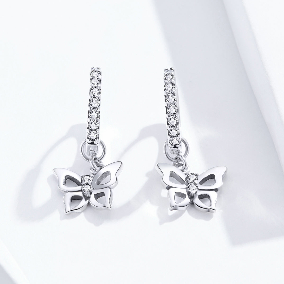 S925 Oxidized Silver Pavé Setting CZ Earrings for Women