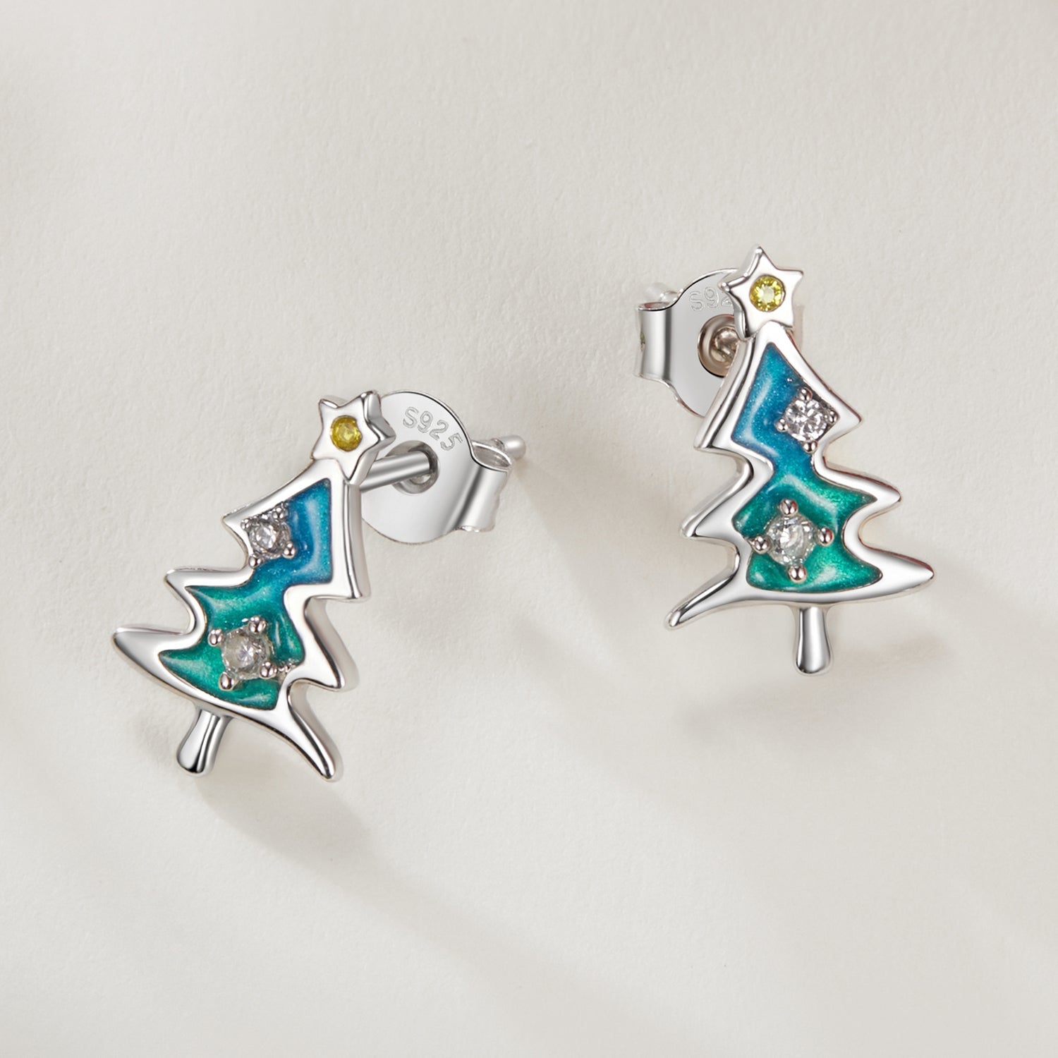 925 Sterling Silver Enamel Pavé CZ Earrings for Women