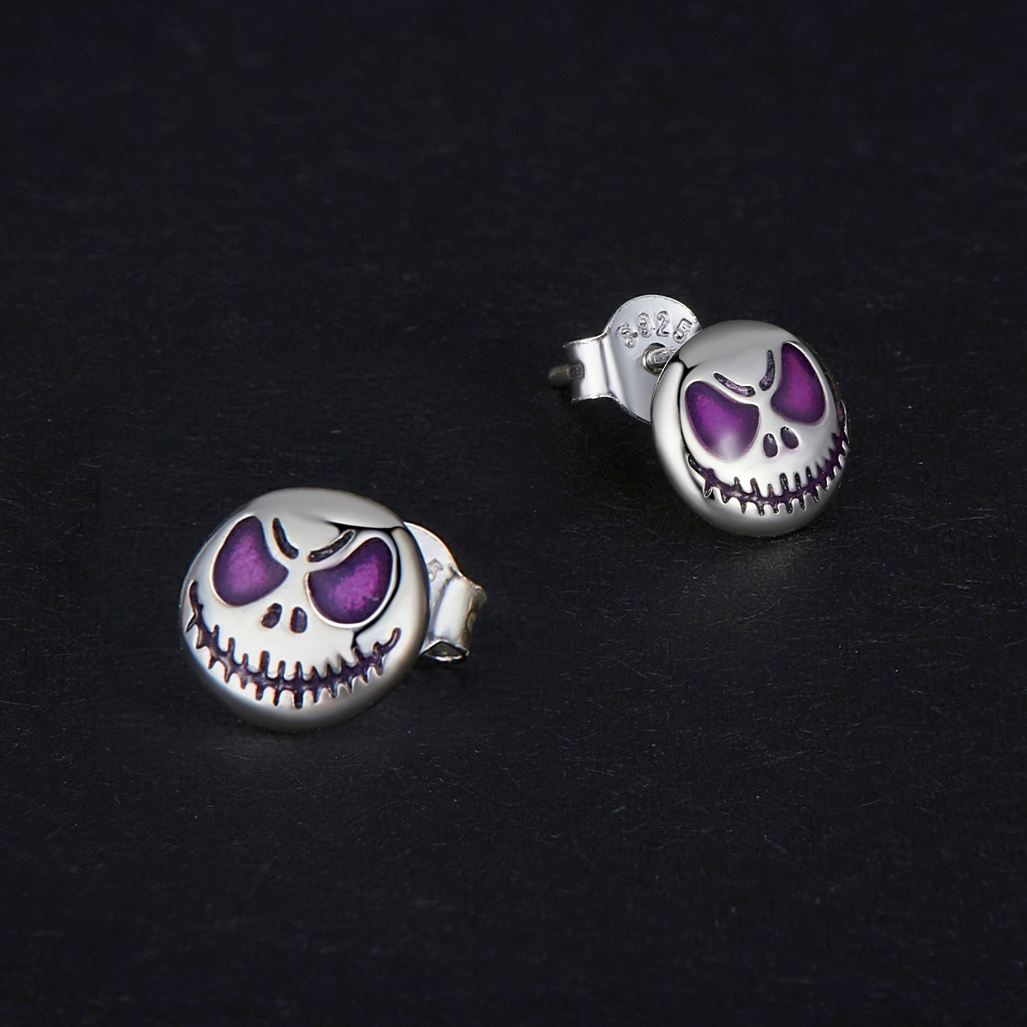 925 Sterling Silver Enamel Oxidized Earrings - 8mm for Women