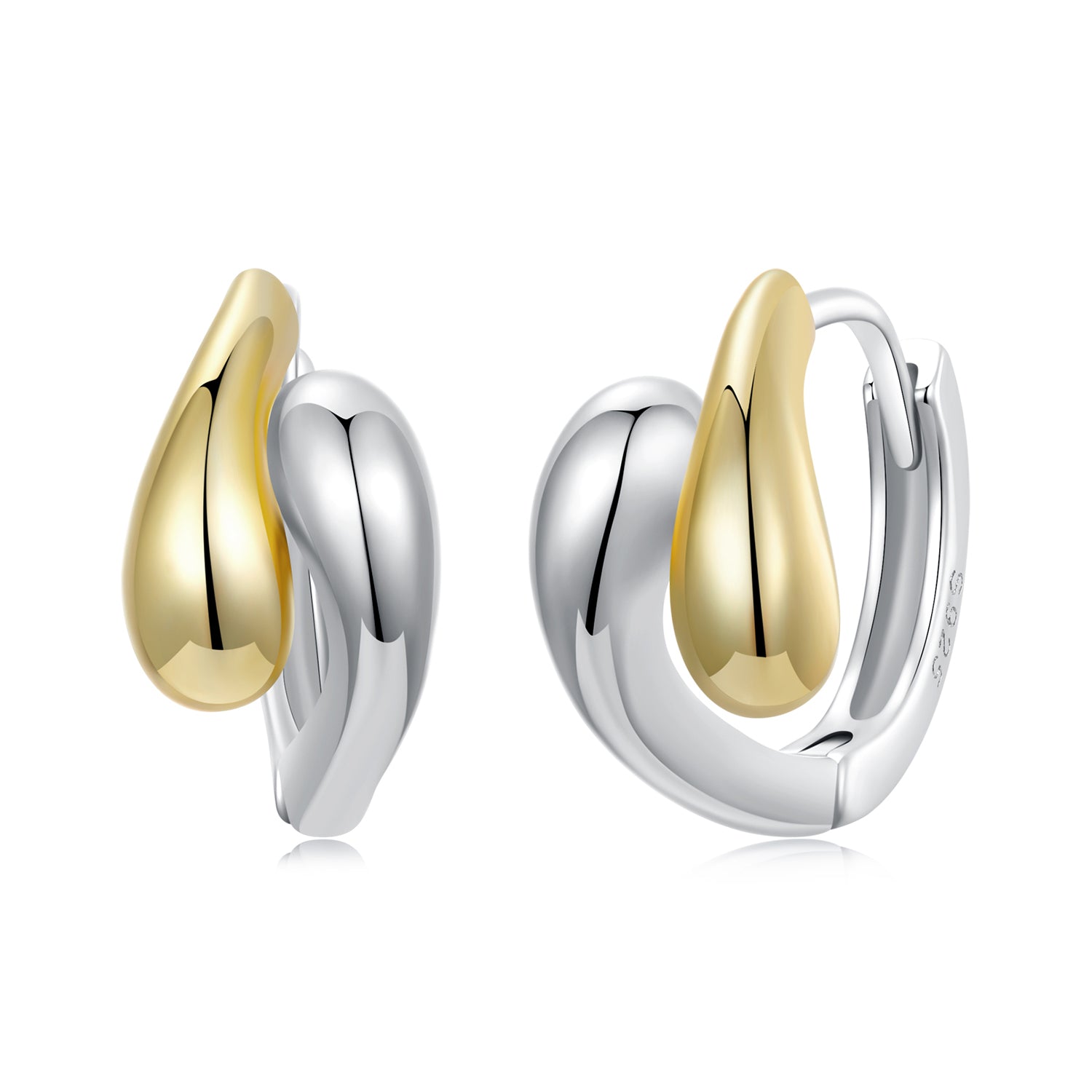 925 Sterling Silver & Plated Gold & Plated White Gold Earrings
