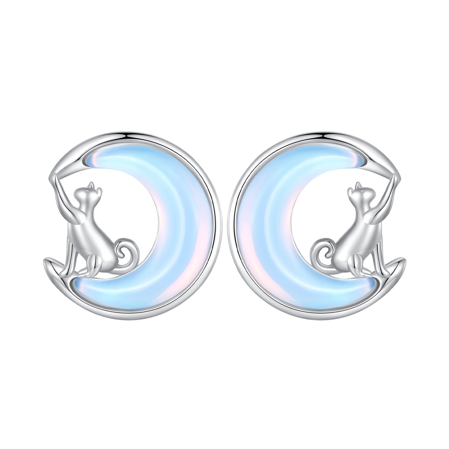 925 Sterling Silver Earrings with Transparent Glass, 13mm x 12mm for Women