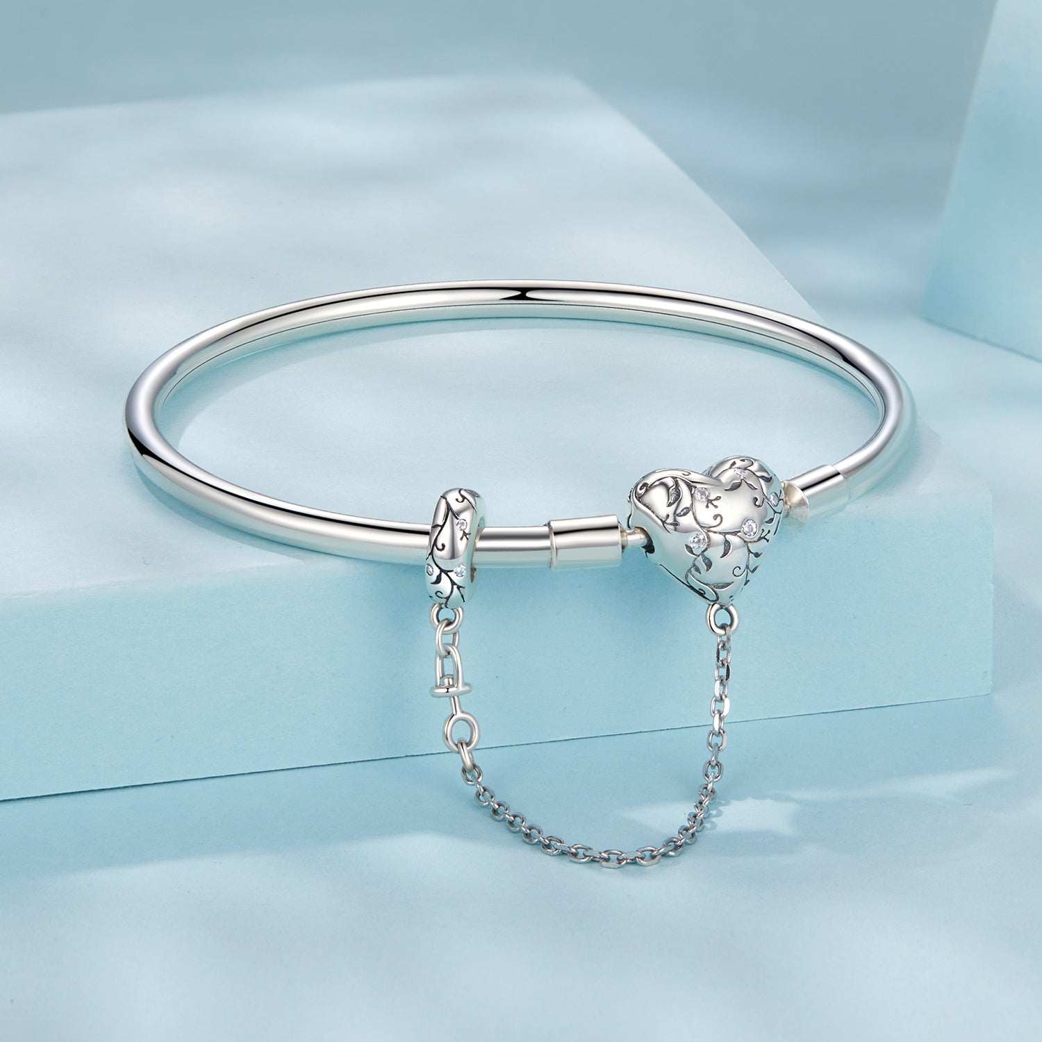 925 Sterling Silver Bracelet with Pavé Setting CZ, Size 17.0 for Women