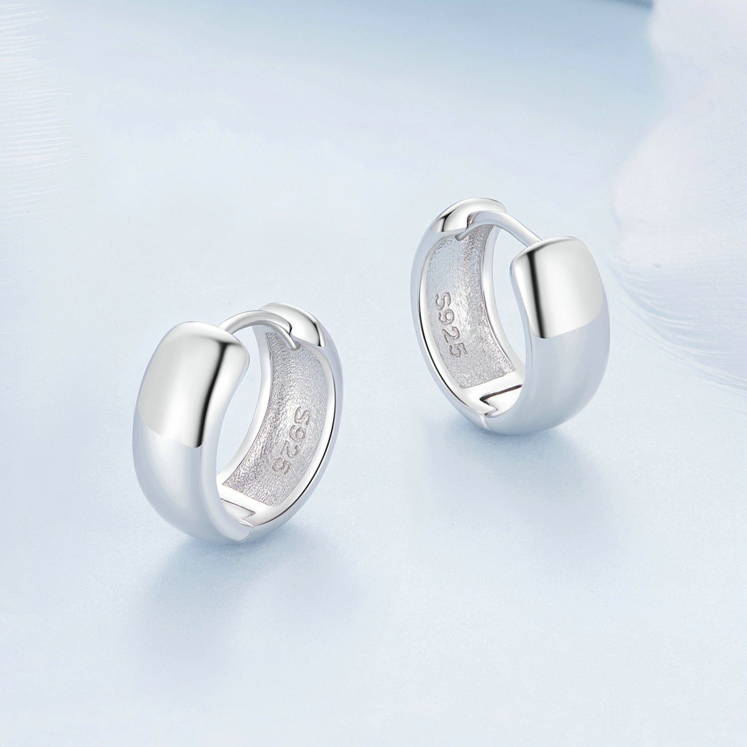925 Sterling Silver Platinum Plated Earrings 11x5mm for Women