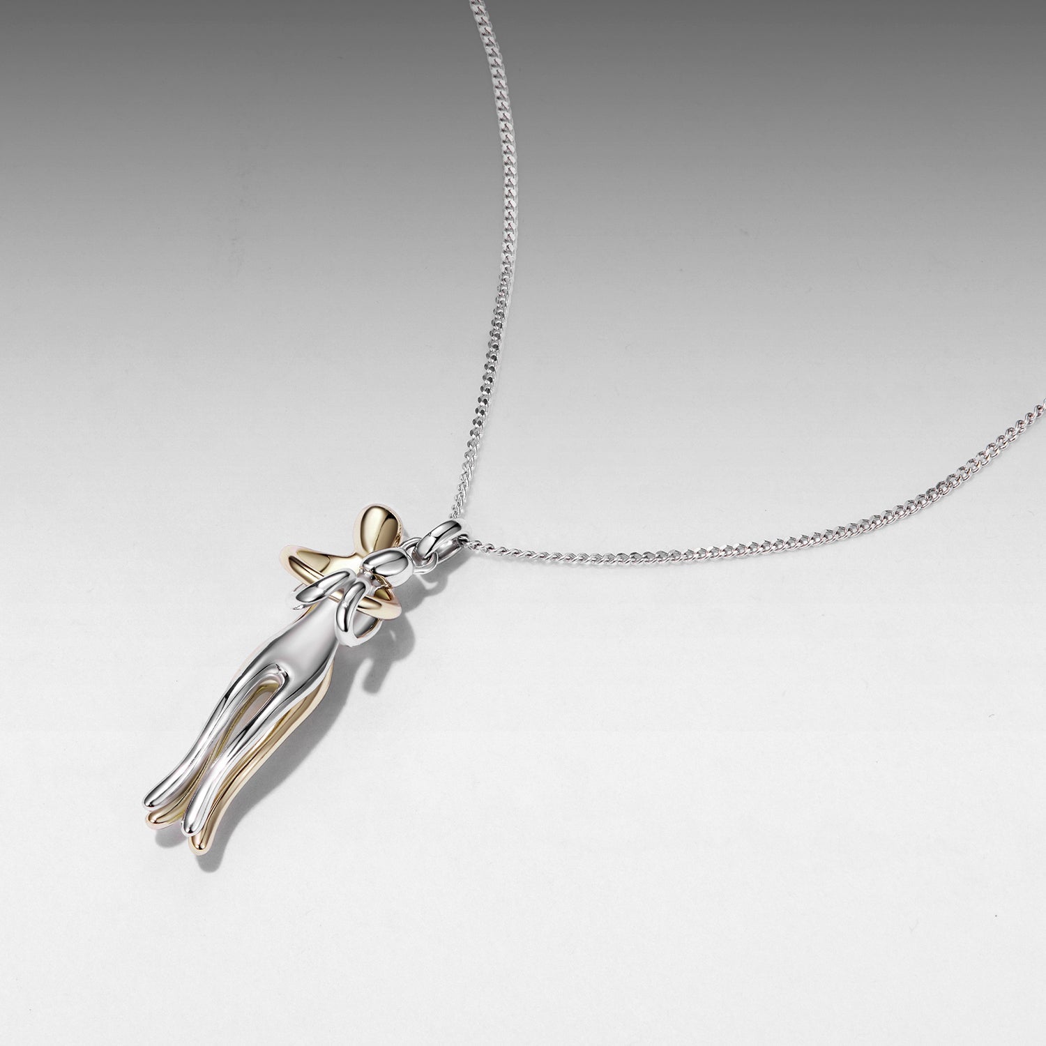 925 Sterling Silver Plated White Gold & Gold Necklace 40+5cm for Women