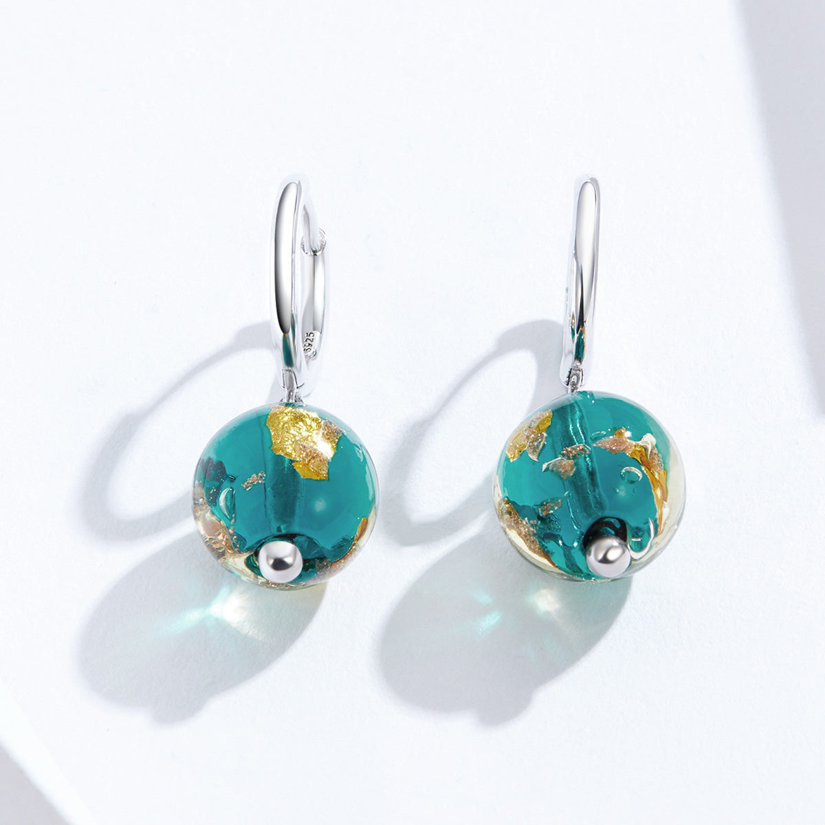 925 Sterling Silver Earrings with Glass Bead for Women