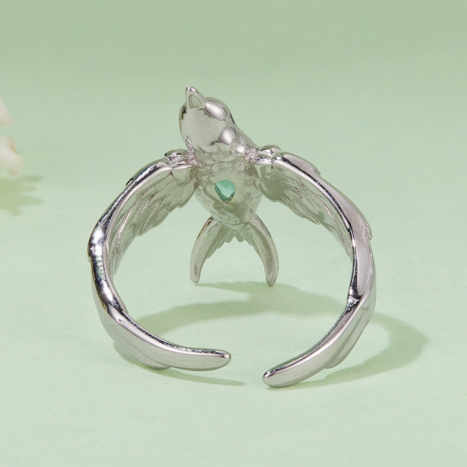 925 Sterling Silver Transparent Glass Ring for Women
