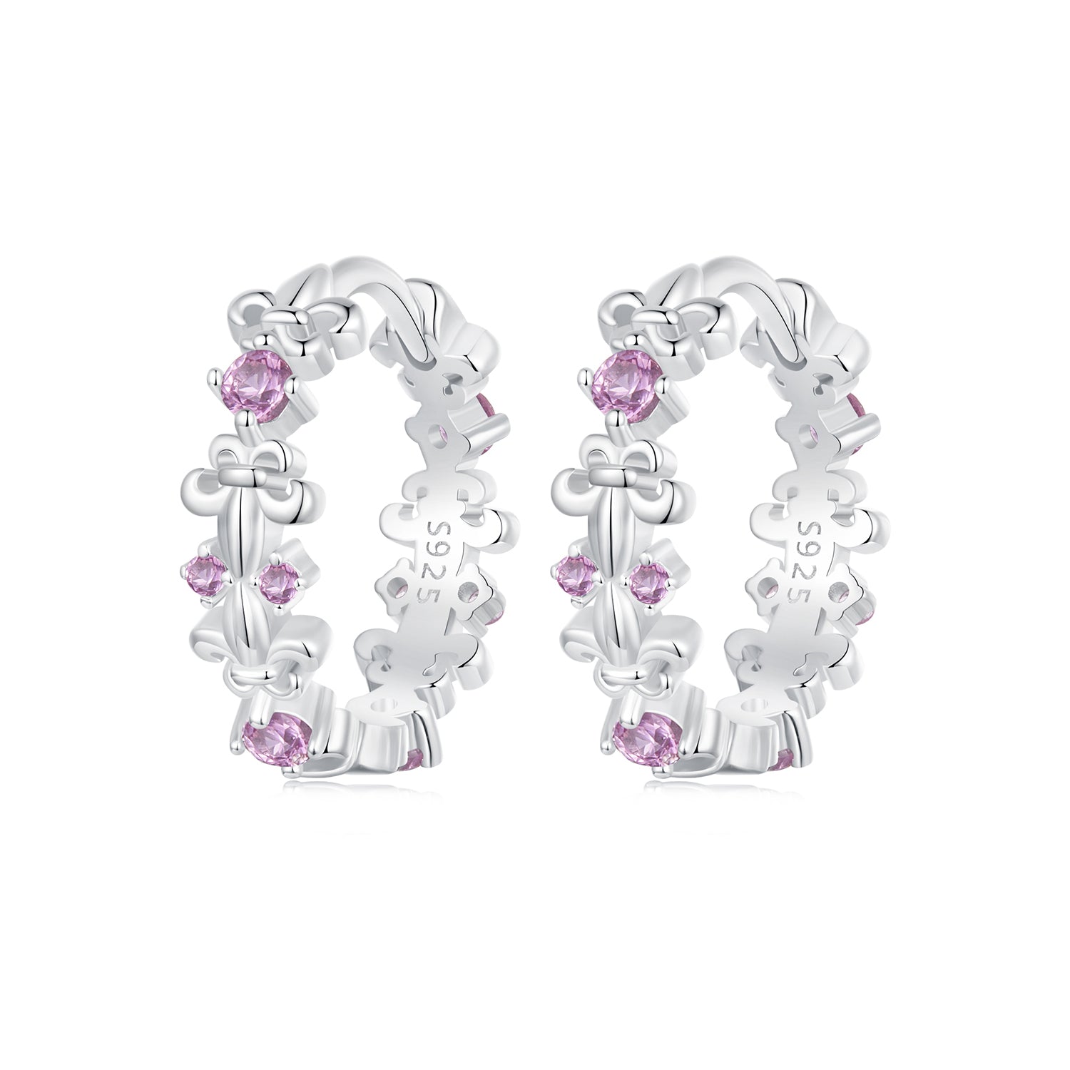 925 Sterling Silver Pavé CZ White Gold Plated Earrings for Women