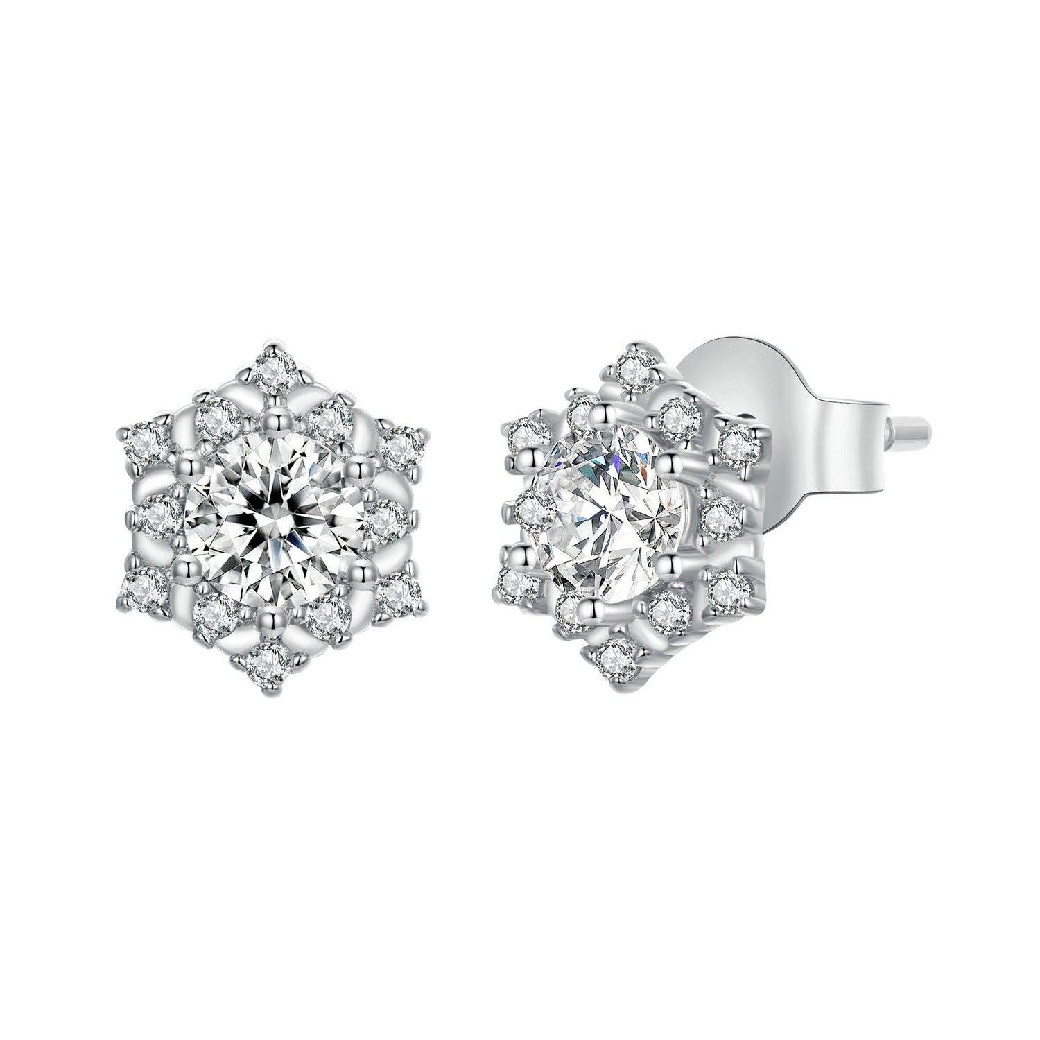 925 Sterling Silver Pavé Setting CZ Platinum Plated Earrings