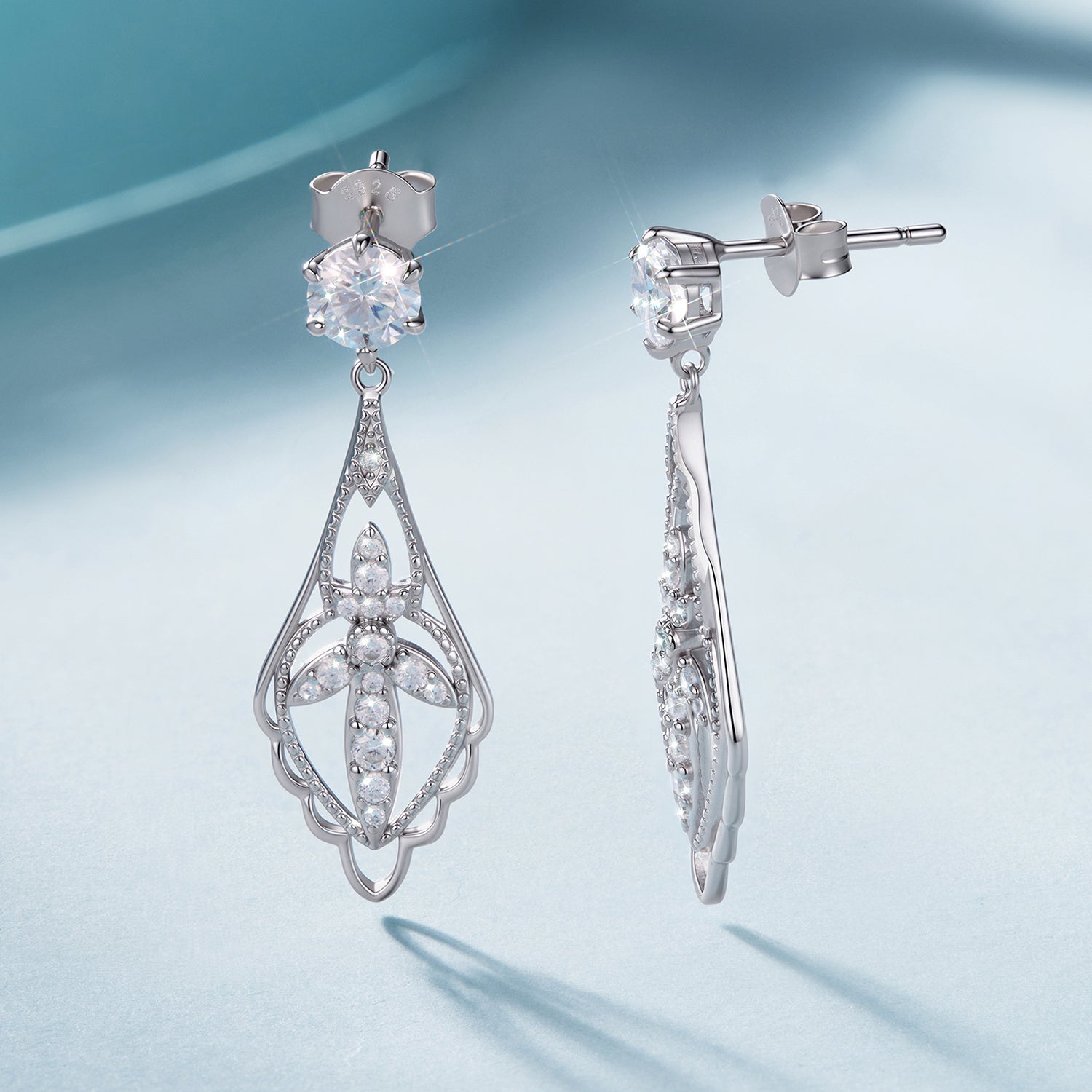 925 Sterling Silver 0.50 Carat Moissanite Earrings with White Gold Plating for Women