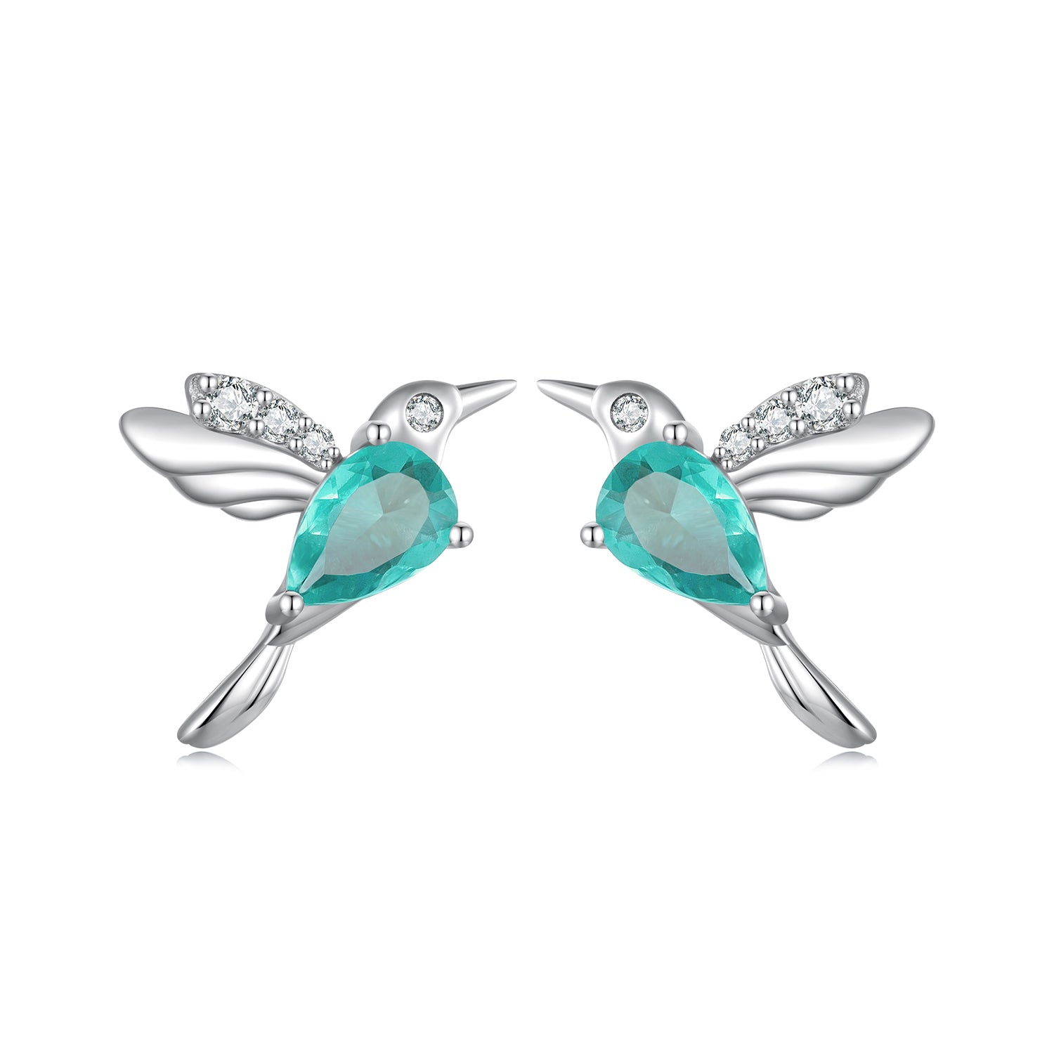 925 Sterling Silver Transparent Glass Earrings with CZ for Women