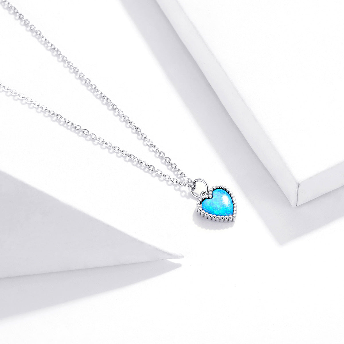 925 Sterling Silver Plated Translucent Opal Necklace 45cm for Women