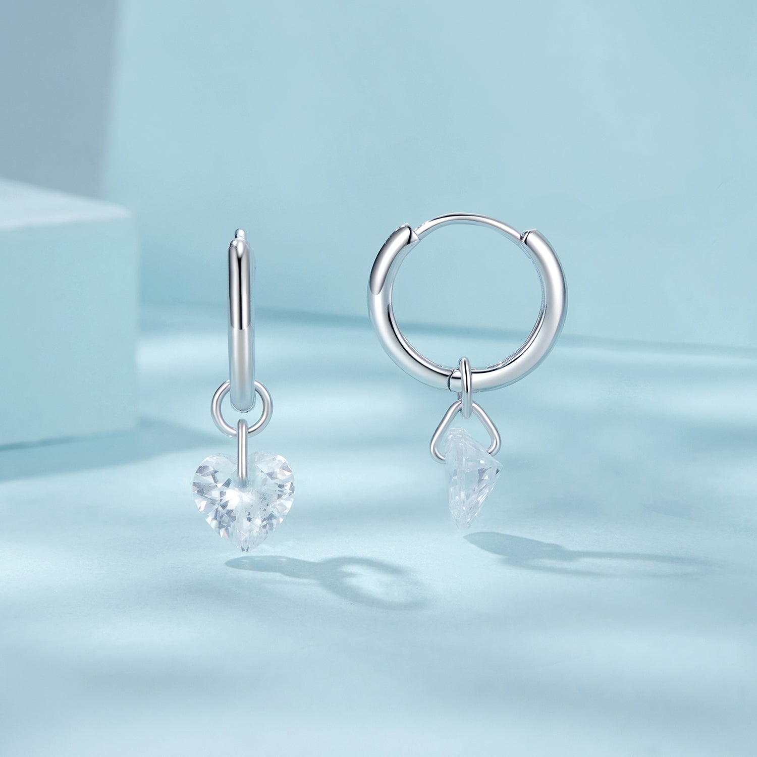 925 Sterling Silver Earrings with Pavé Setting CZ and White Gold Plating for Women