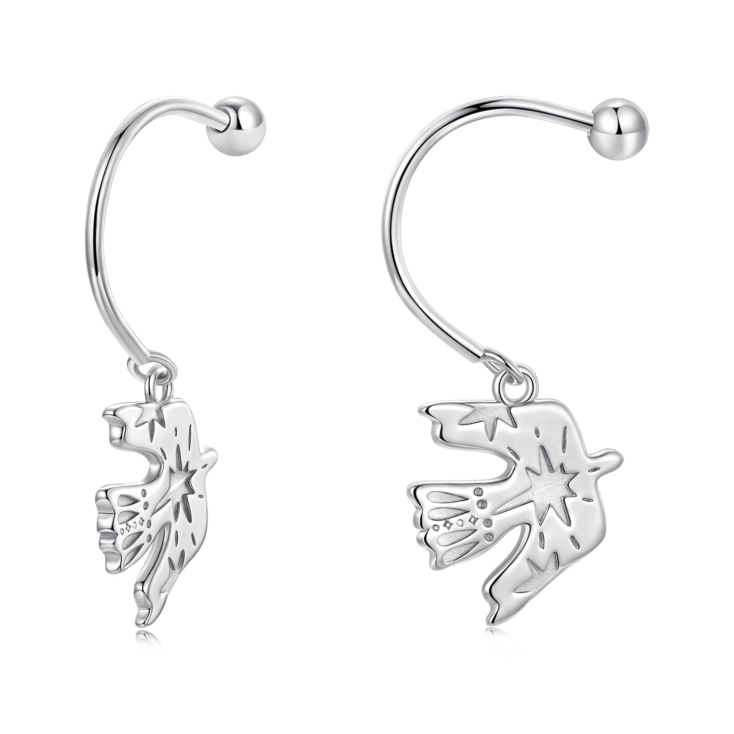 925 Sterling Silver Earrings with Pavé Setting CZ and White Gold Plating for Women
