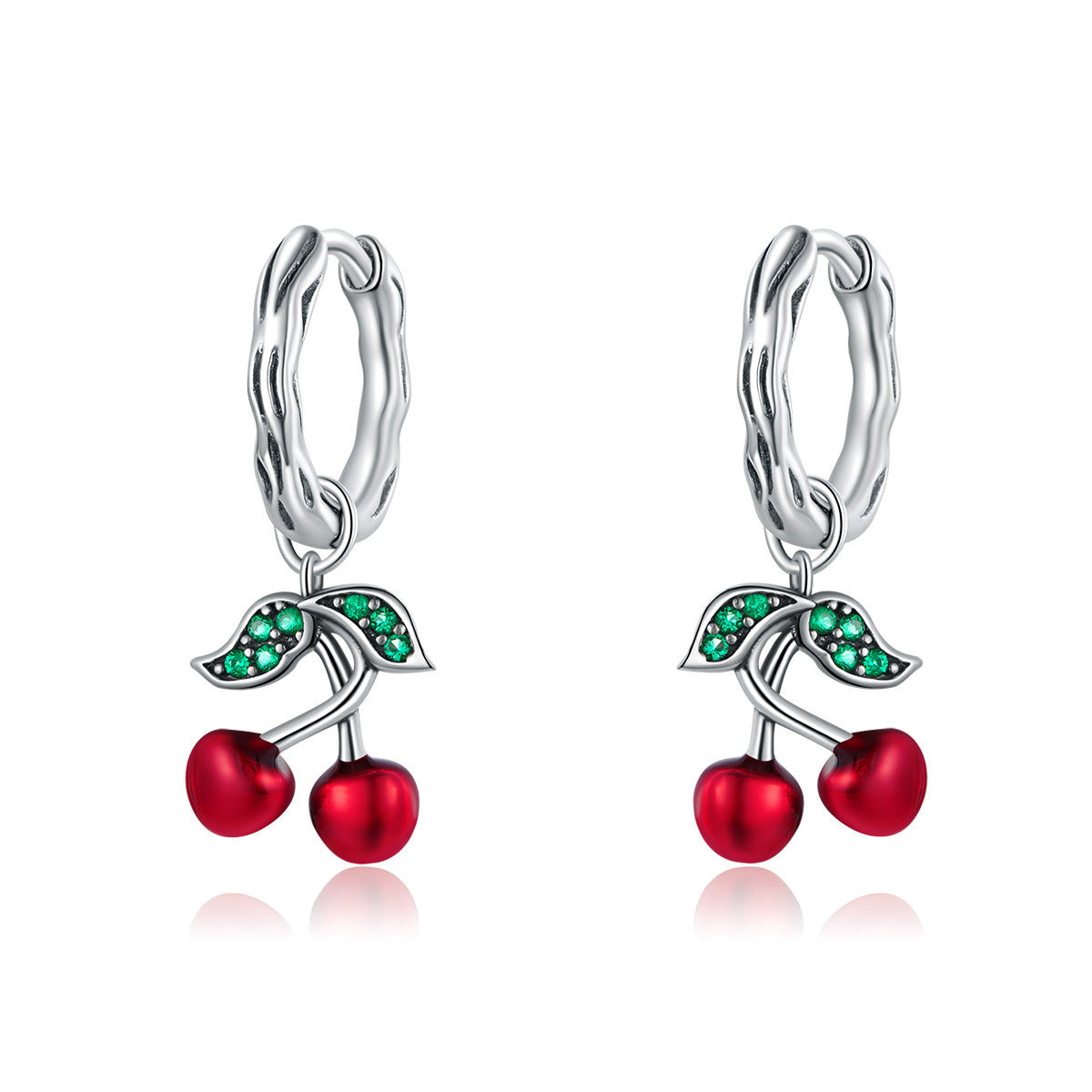 S925 Sterling Silver Oxidized CZ Enamel Earrings for Women