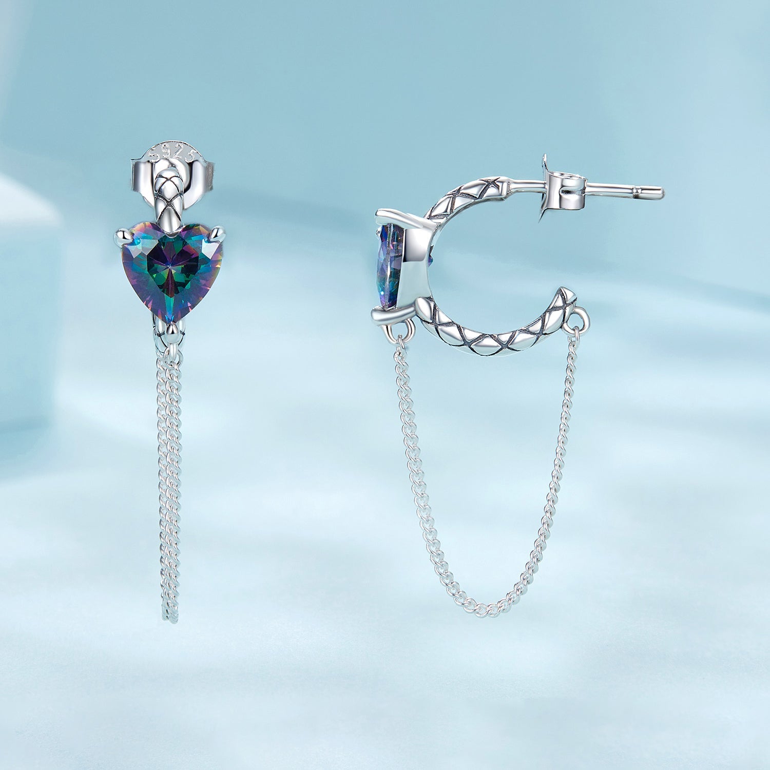 925 Sterling Silver Transparent Glass Earrings for Women