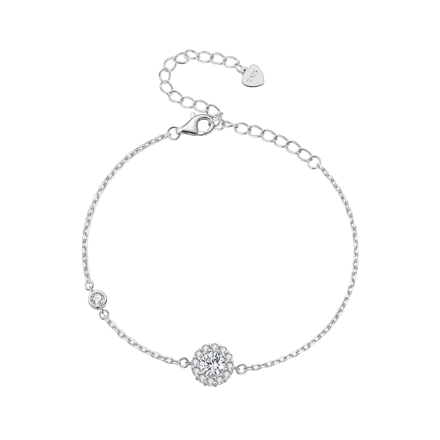925 Sterling Silver Moissanite 0.5ct Bracelet with Pavé Setting for Women