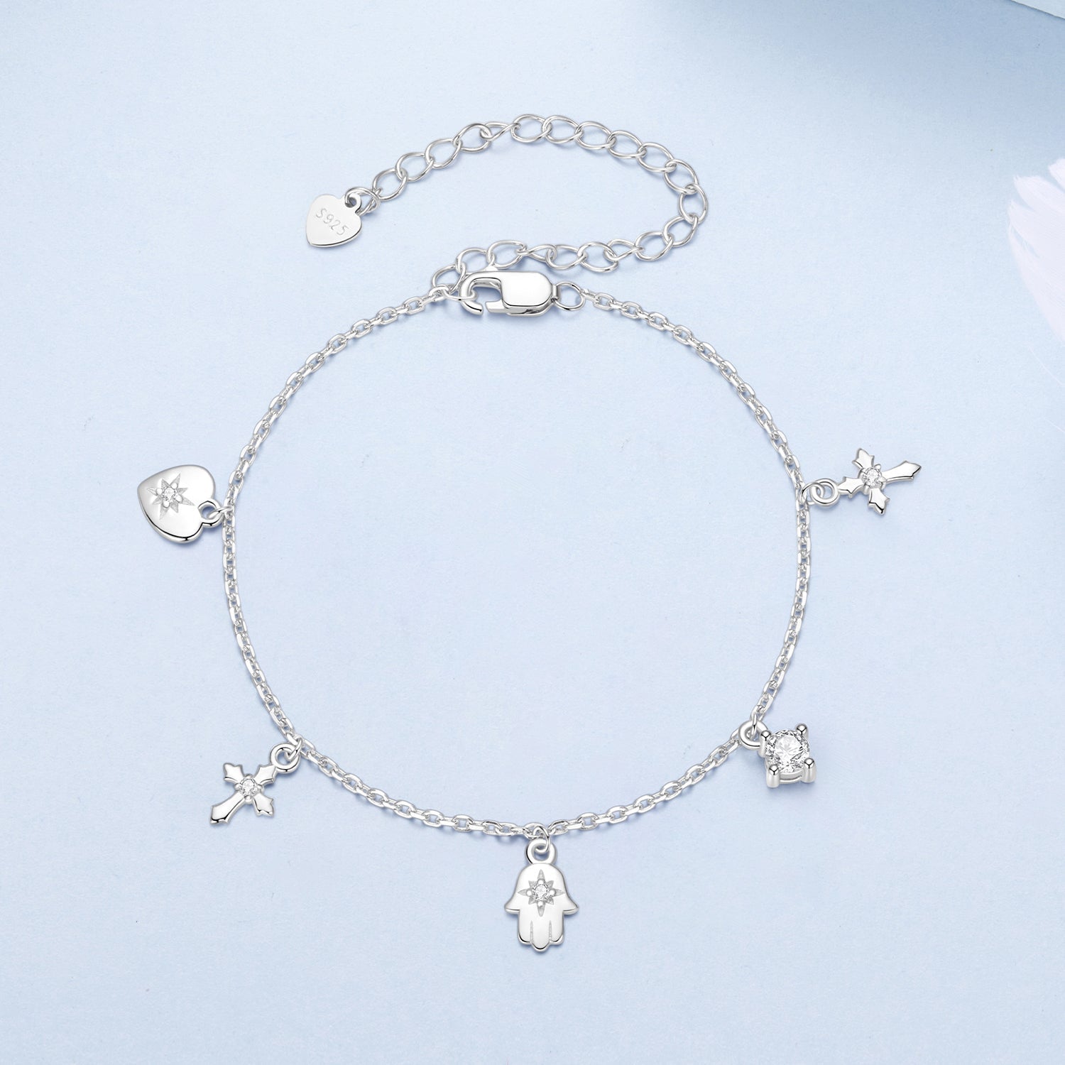 925 Sterling Silver Bracelet with Plated White Gold and Pavé Setting CZ