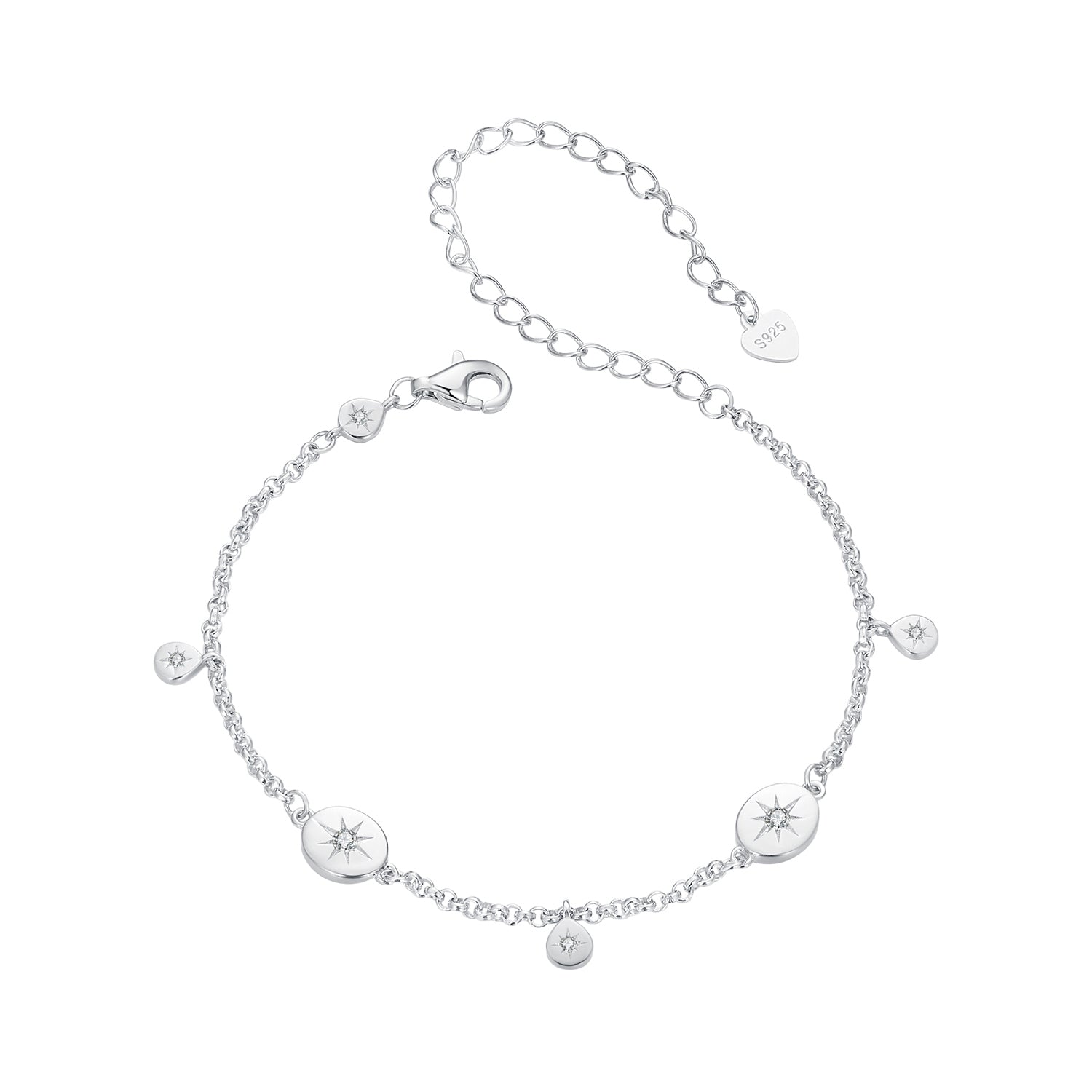 925 Sterling Silver & Plated White Gold CZ Bracelet