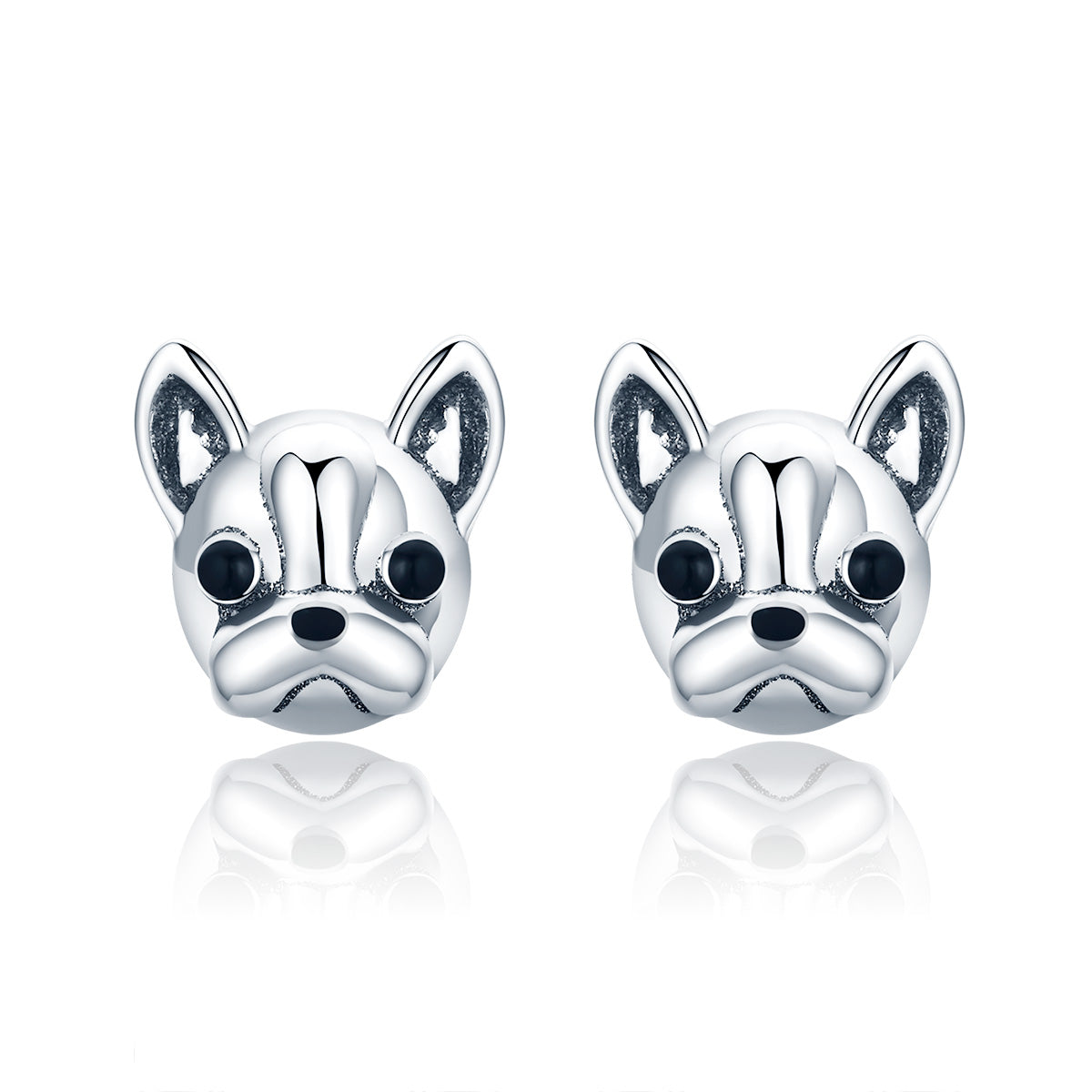 925 Sterling Silver Oxidized Enamel Earrings for Women 1*1cm