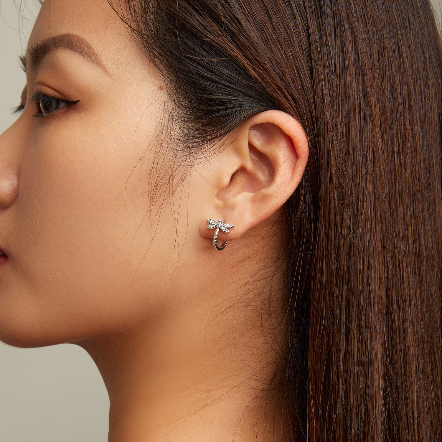 925 Sterling Silver Earrings with Pavé Setting CZ, Oxidized Finish, 1.3cm for Women