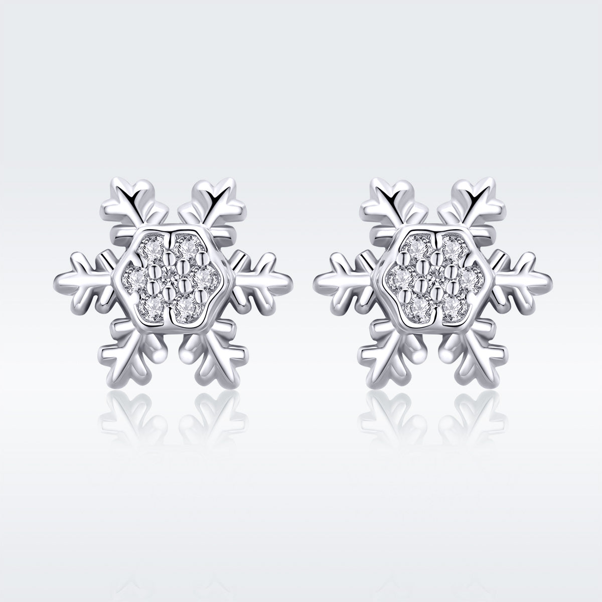 S925 Sterling Silver Earrings with CZ in Pavé Setting - 0.8*0.8cm for Women