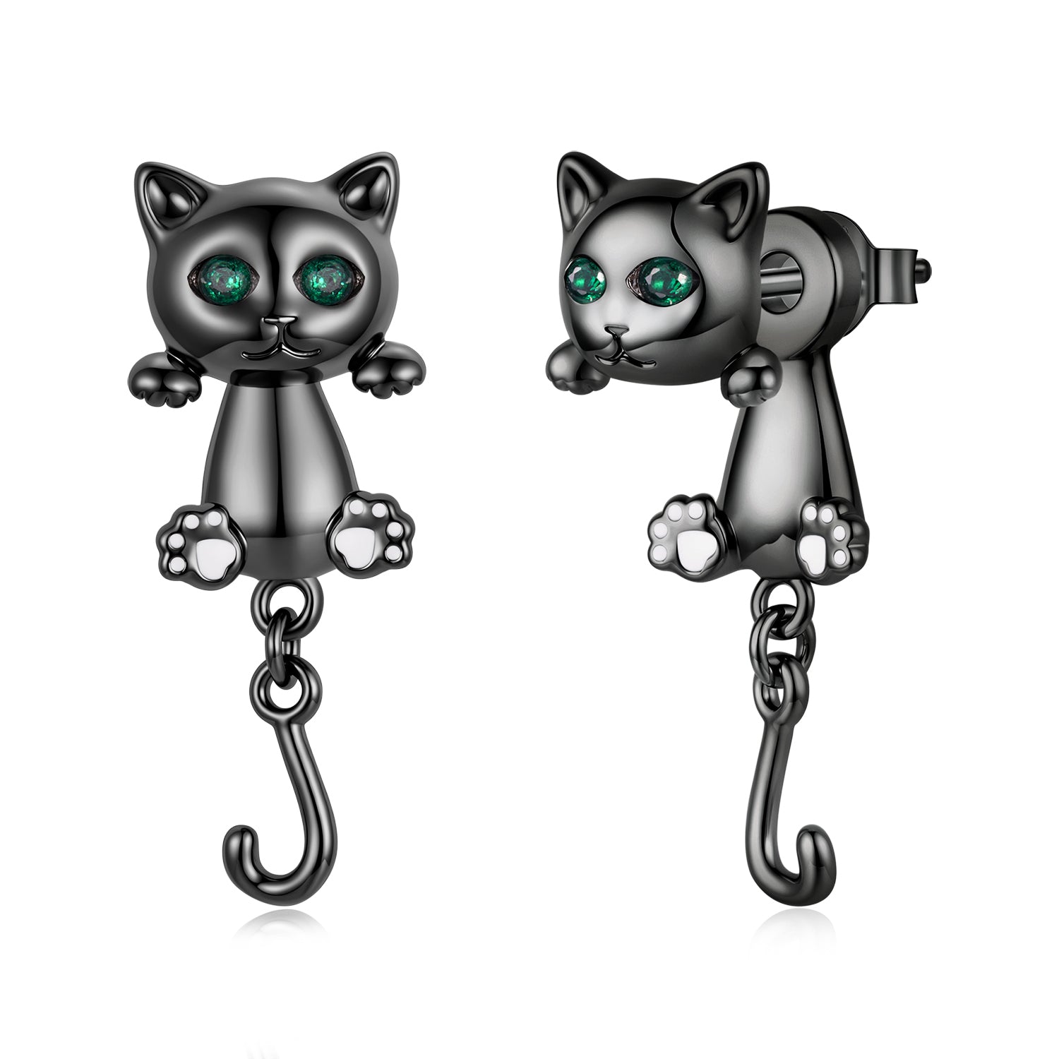 Brass & S925 Silver Earrings | 2.8*1.1cm | White Gold Plated with Pavé Setting CZ for Women