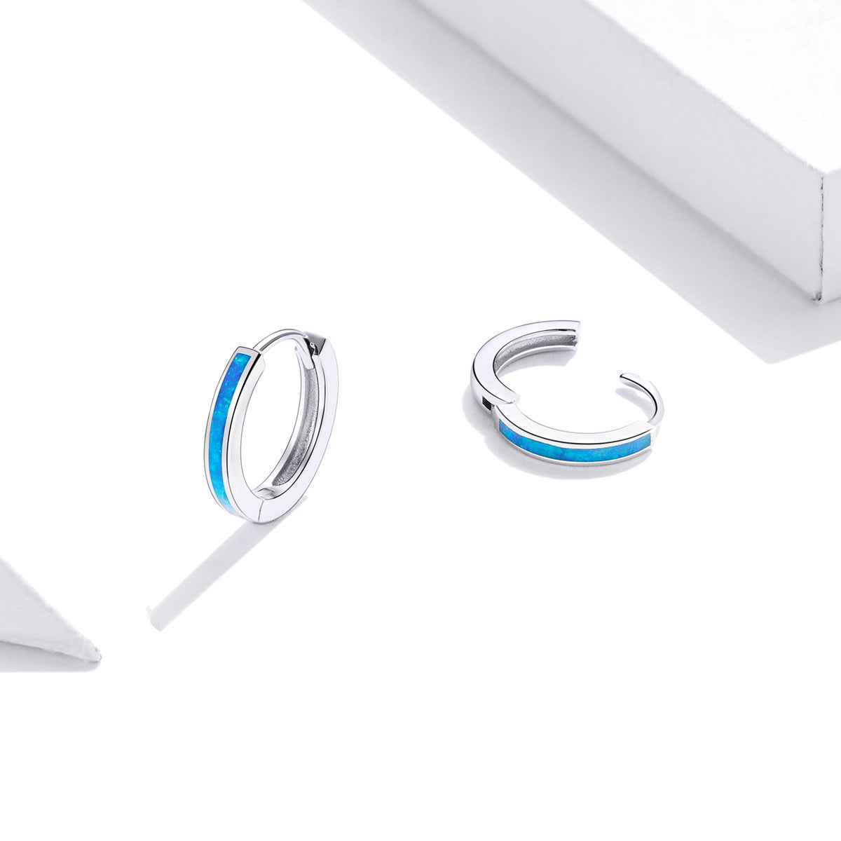 925 Sterling Silver + Platinum Translucent Opal Earrings for Women