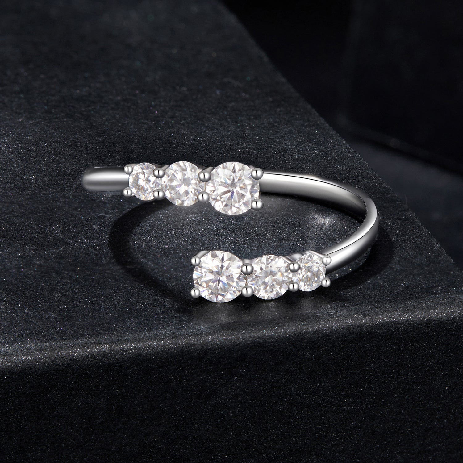 925 Sterling Silver Moissanite Ring for Women - Size E - Plated White Gold