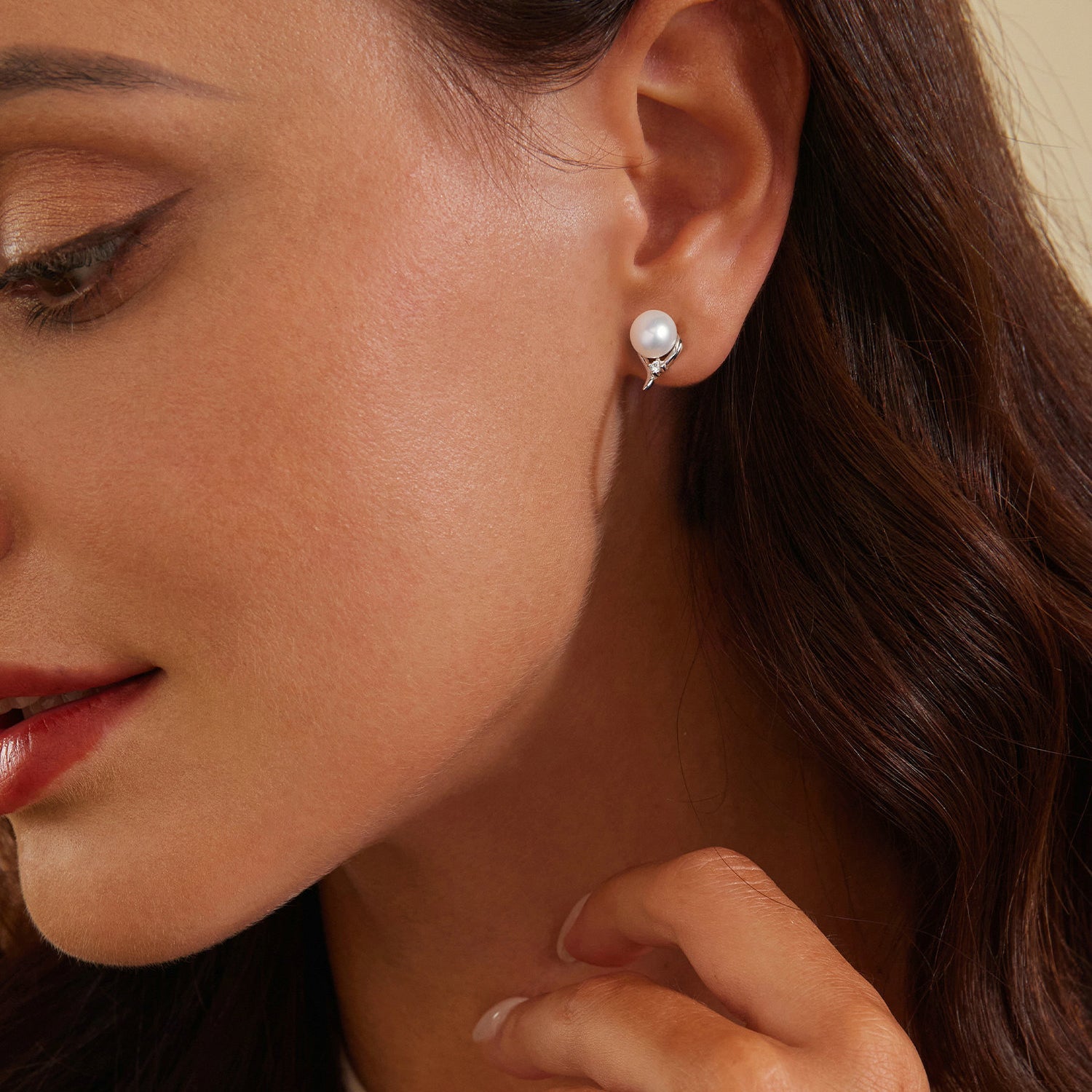 925 Sterling Silver Pavé Setting CZ & Natural Fresh Water Earrings for Women - 10*7mm