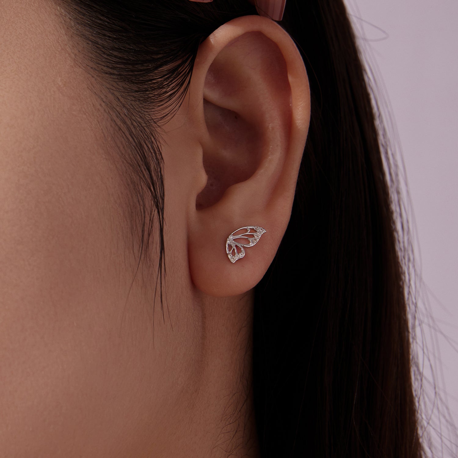 925 Sterling Silver White Gold Plated Pavé Set CZ Earrings - Small Size