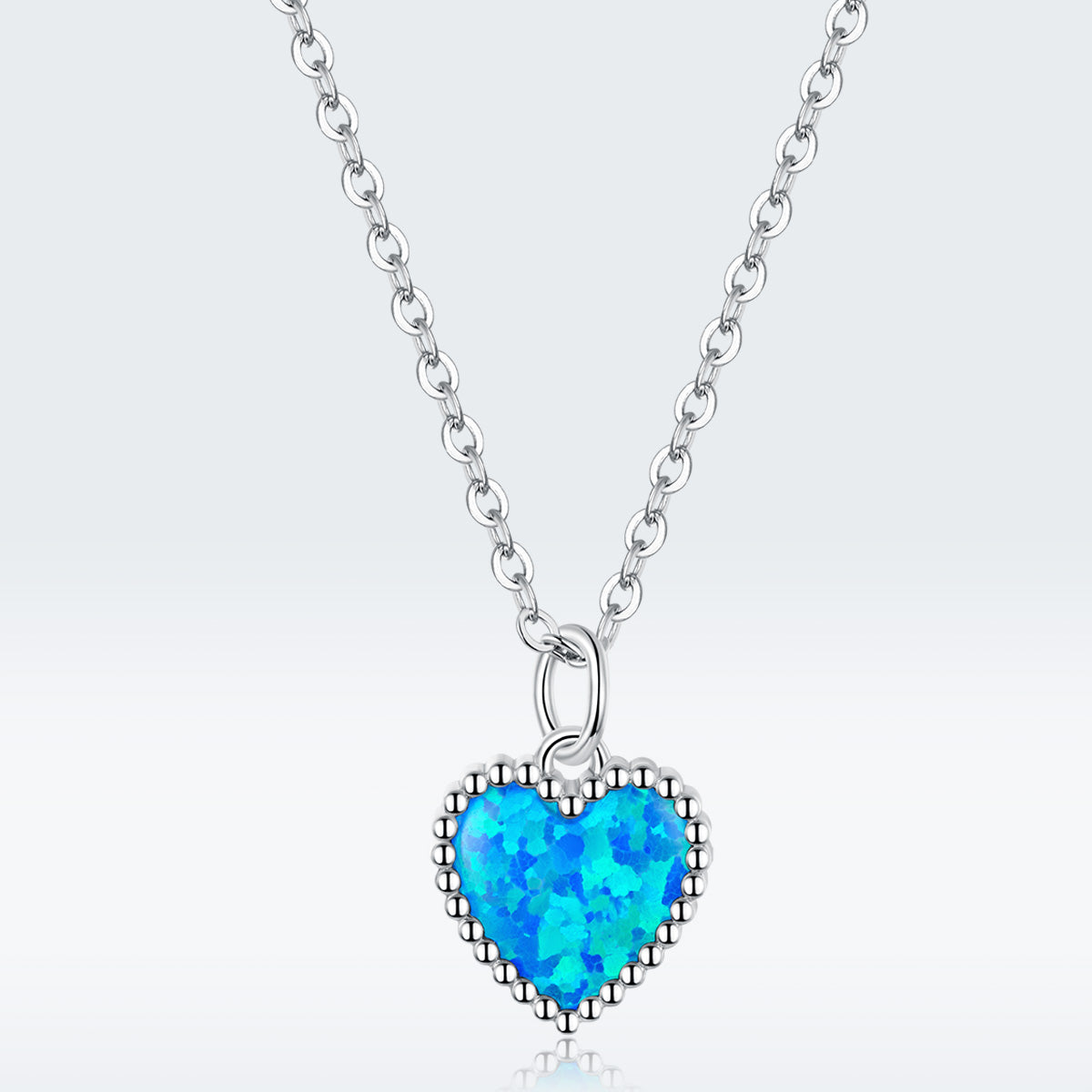 925 Sterling Silver Plated Translucent Opal Necklace 45cm for Women