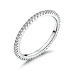 925 Sterling Silver Platinum Plated CZ Pavé Setting Ring Size 5.0 for Women